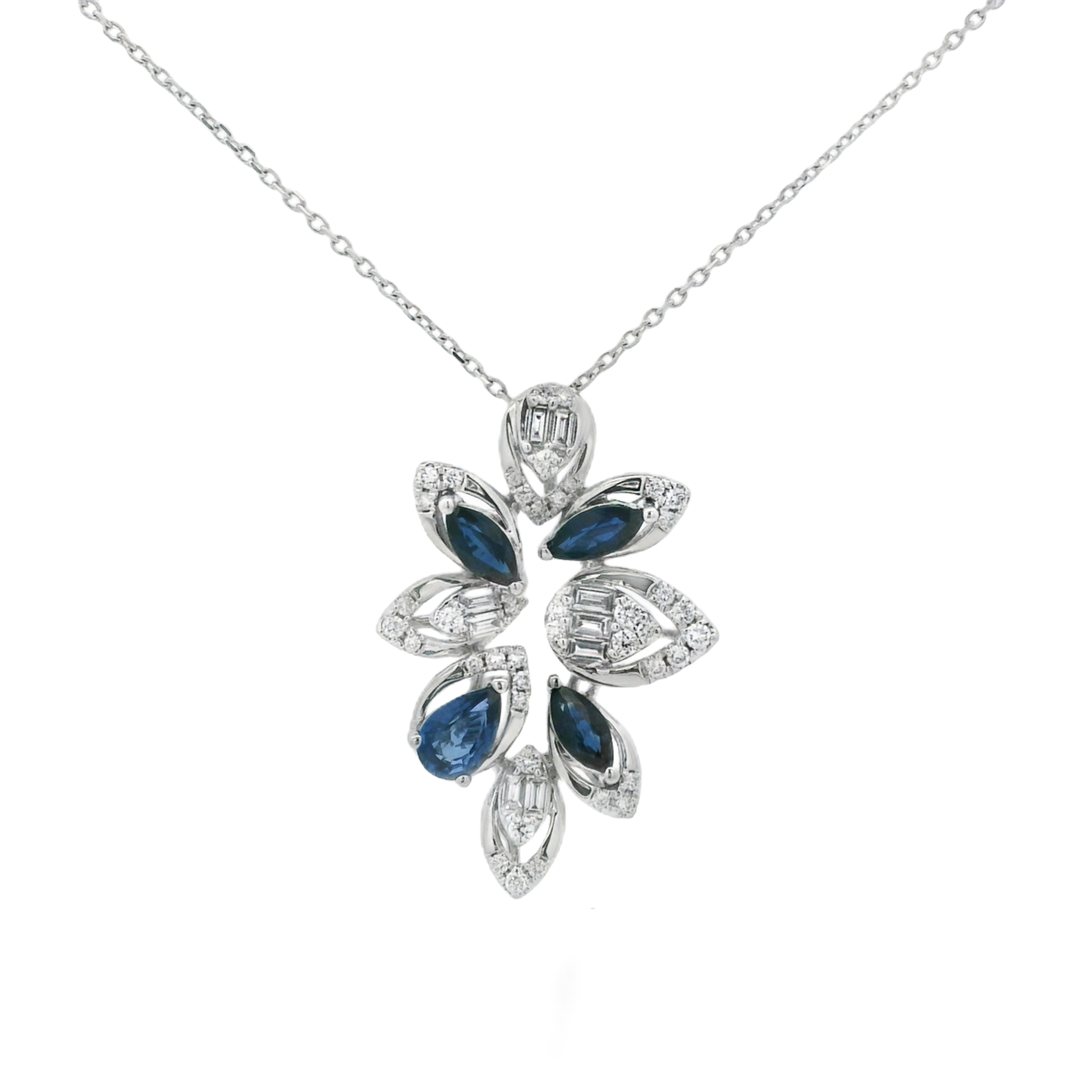 LEAVE SAPPHIRE AND DIAMOND PENDANT