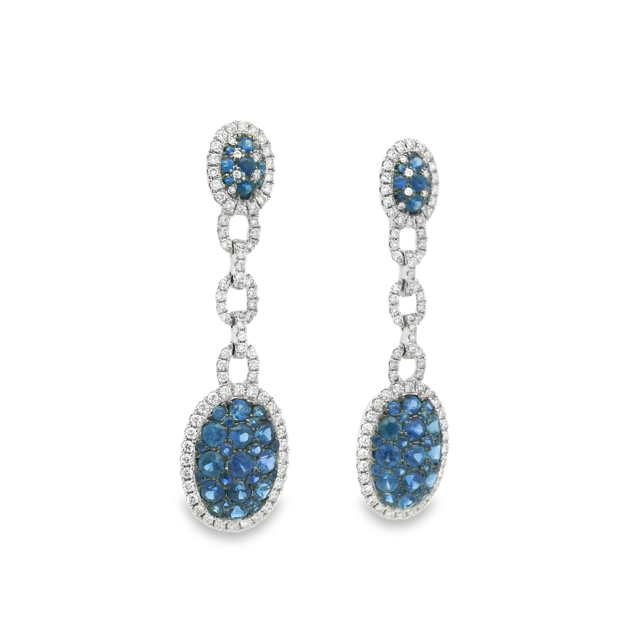 LONG SAPPHIRE AND DIAMOND EARRINGS