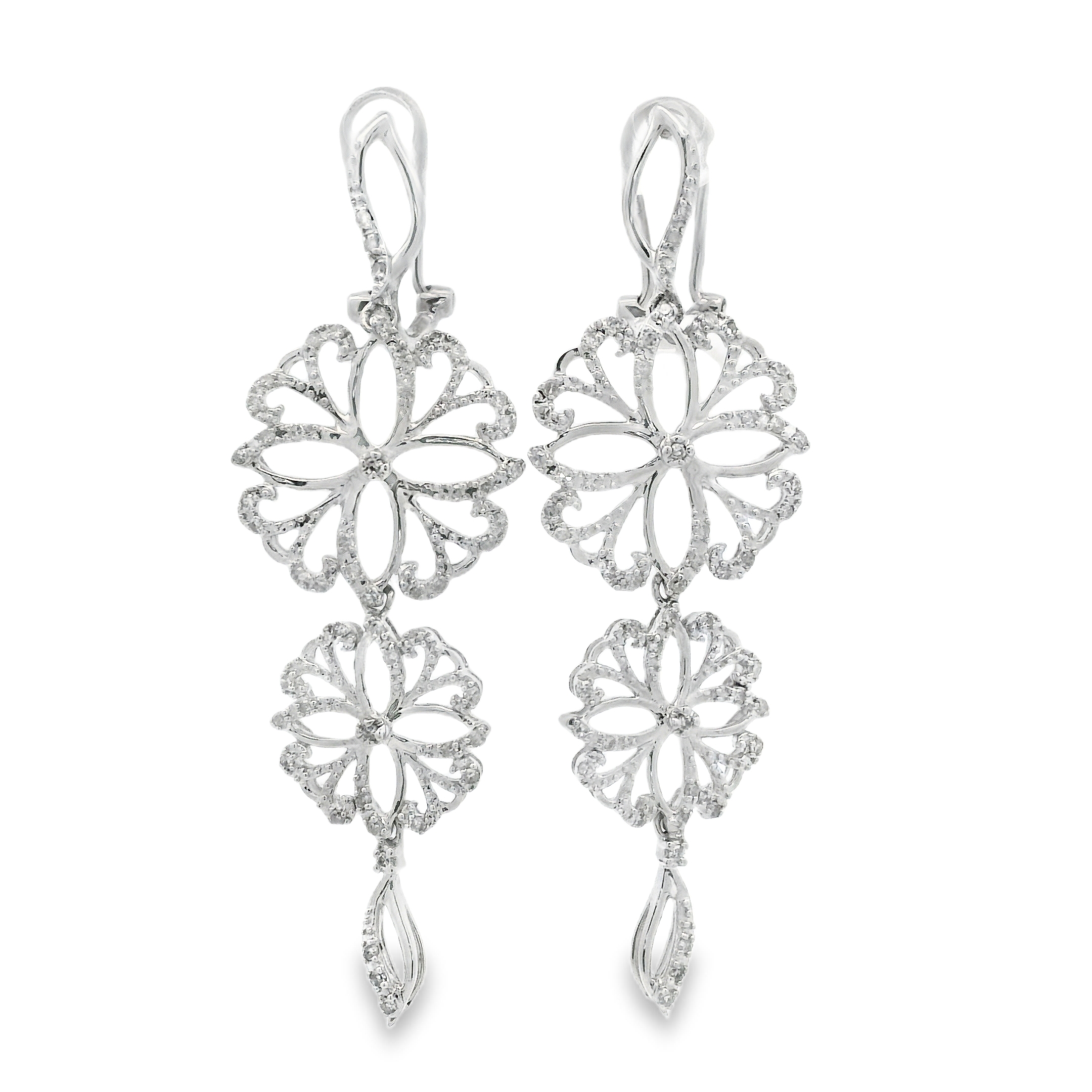 LONG WHITE GOLD DIAMOND EARRINGS