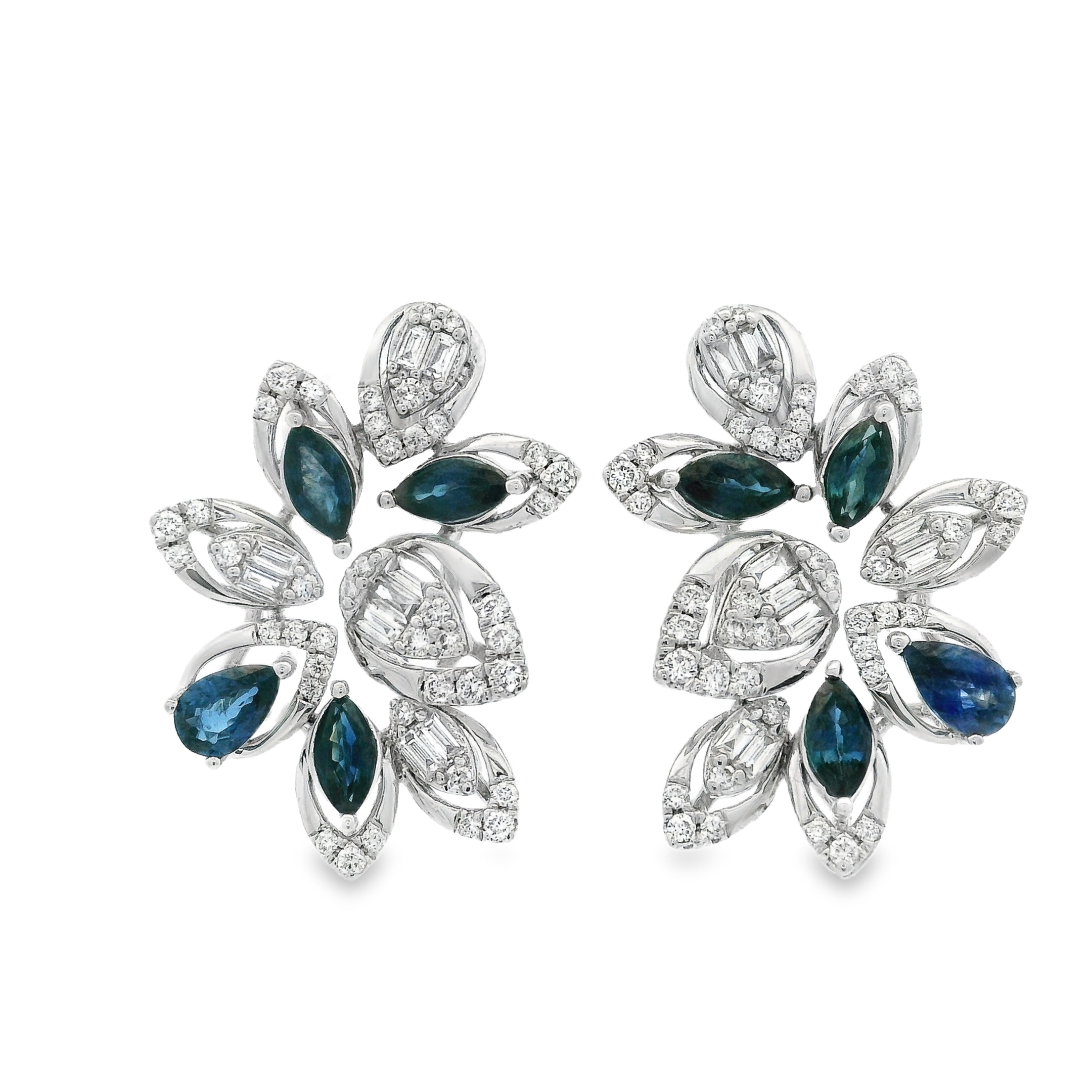 MEDIUM SAPPHIRE AND DIAMOND EARRINGS