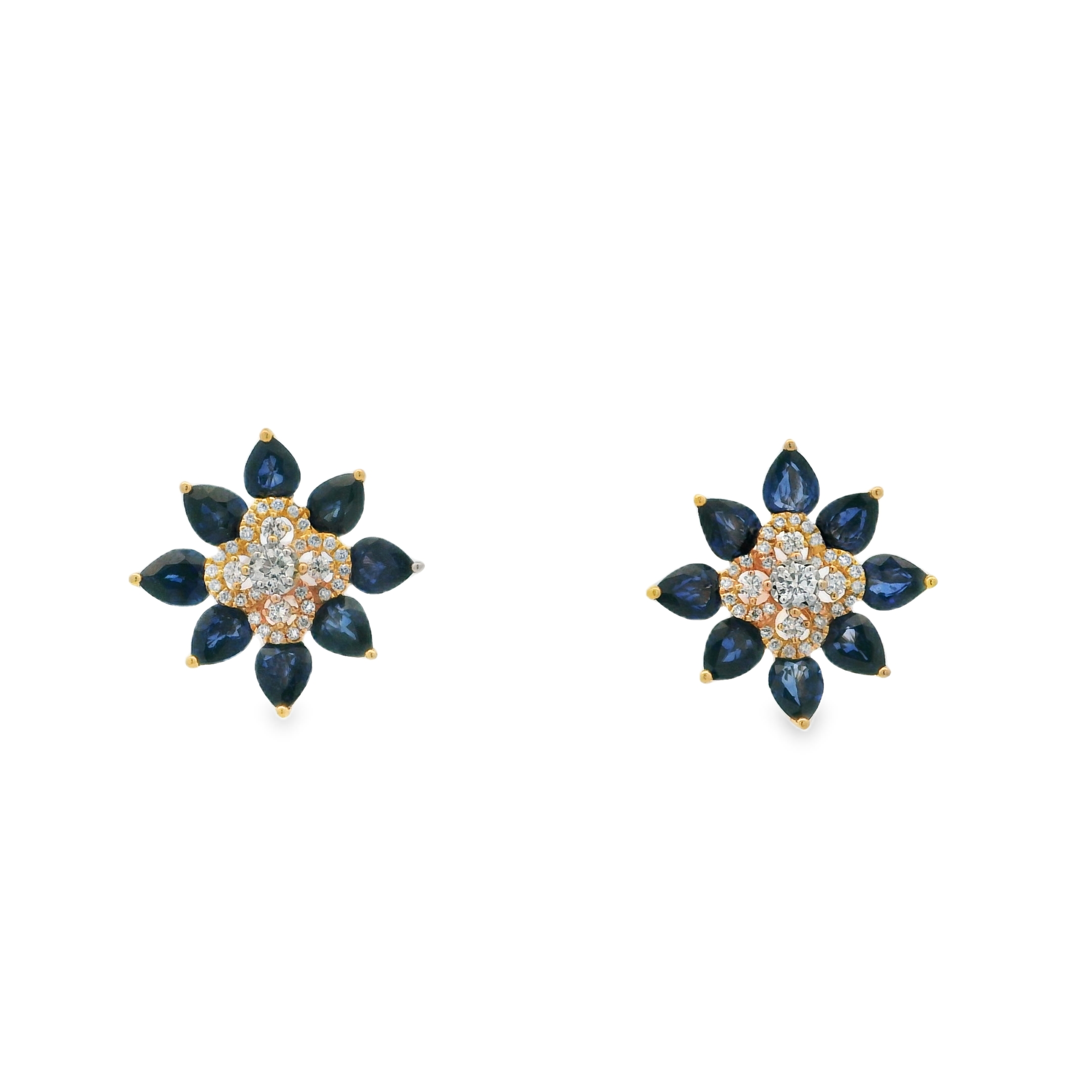 ROSE GOLD EARRINGS WITH SAPPHIRES AND DIAMONDS