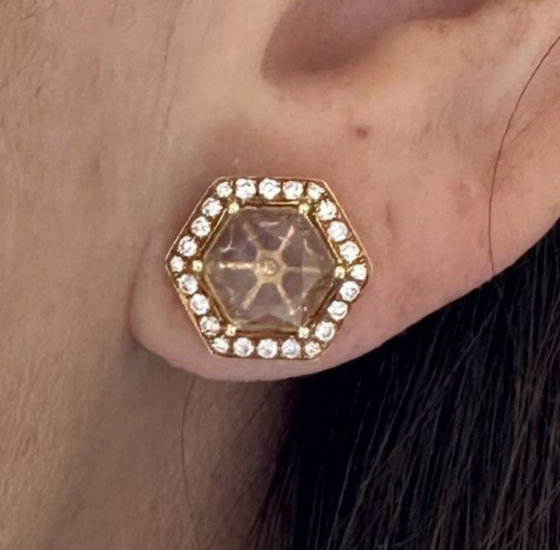 ROSE QUARTZ HEXAGRAM EARRINGS