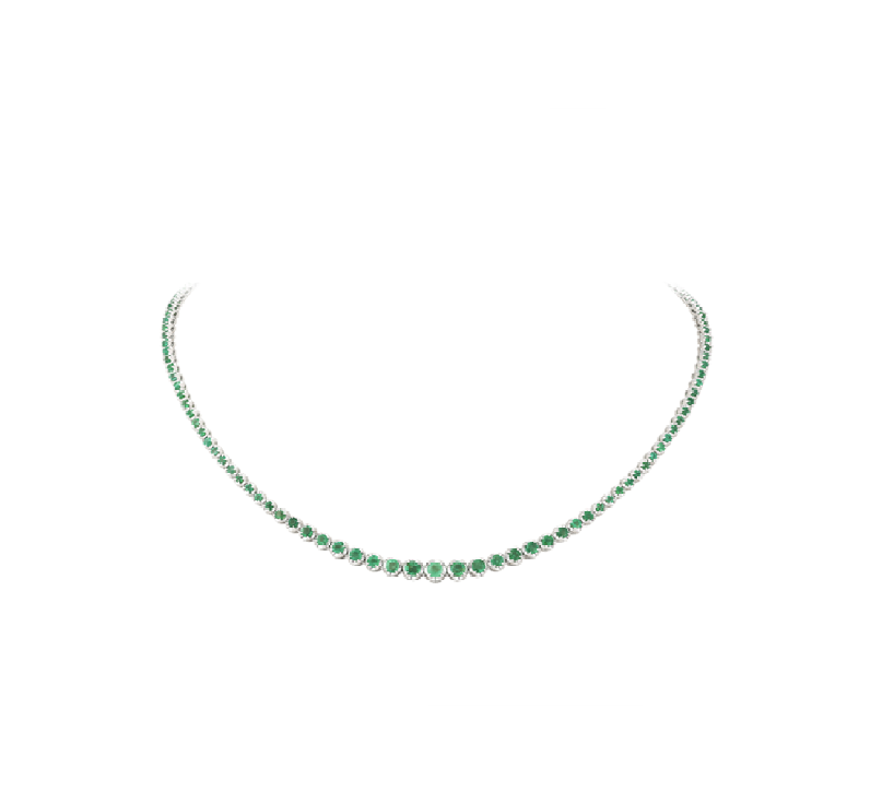 ROUNDED EMERALD TENNIS NECKLACE