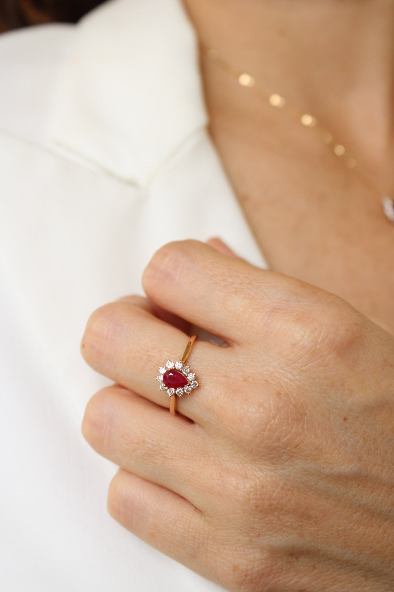 RUBY DROP RING