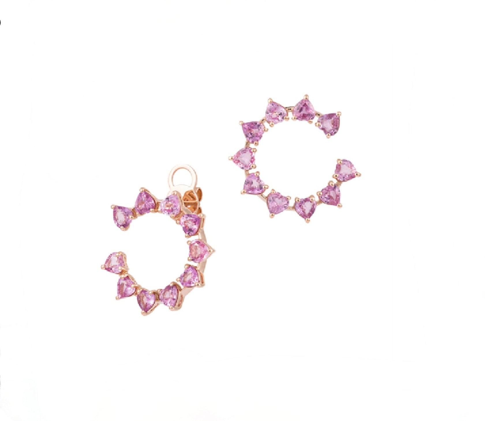 HEART PINK SAPPHIRES RONDELLE EARRINGS