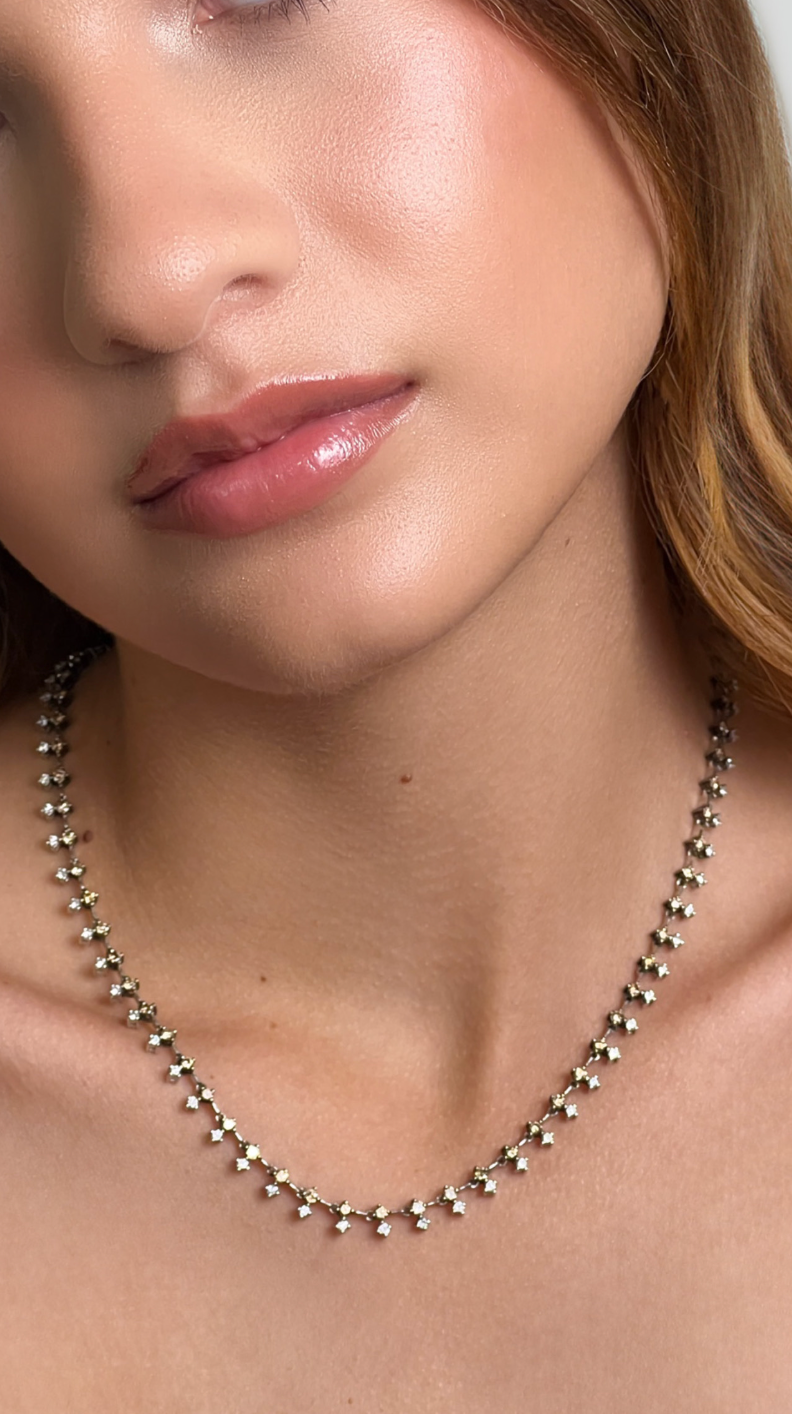 WHITE AND CHAMPAGNE DIAMOND FULL NECKLACE