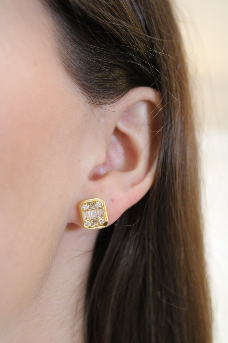 GRID GLEAM DIAMOND EARRINGS
