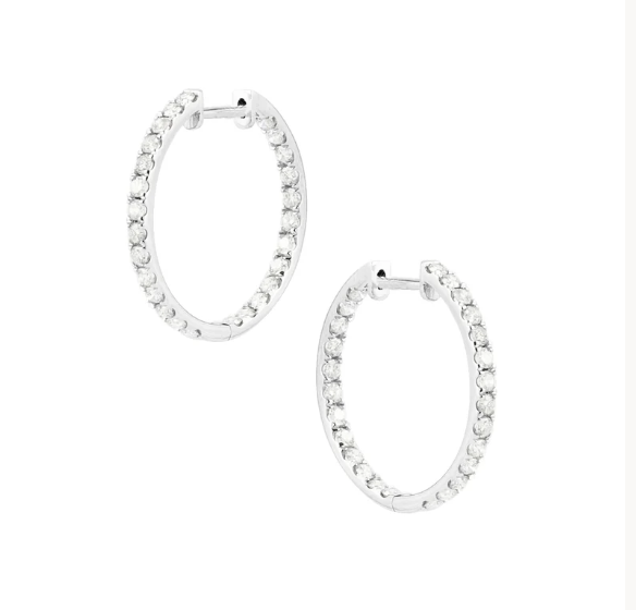 WHITE GOLD AND DIAMOND IN N& AND OUT HOOPS