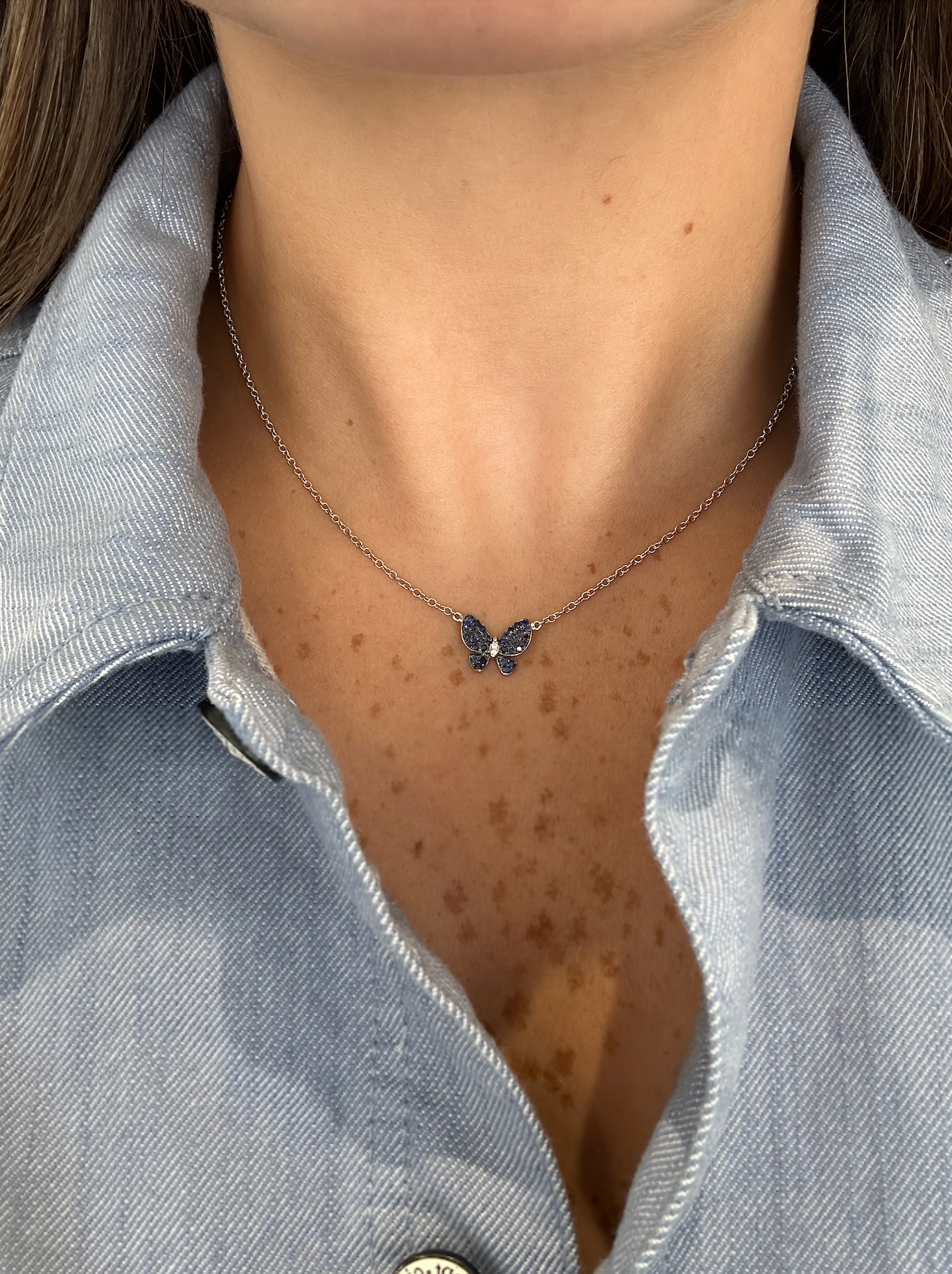SAPPHIRE BUTTERFLY PENDANT NECKLACE