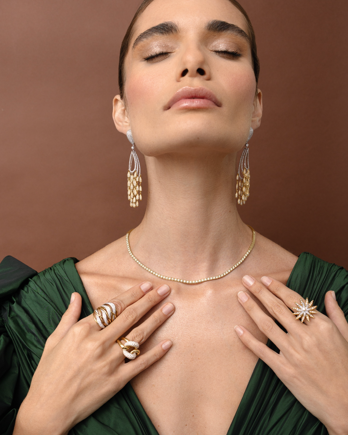 SUNSHINE RADIANCE DIAMOND DANGLE EARRINGS