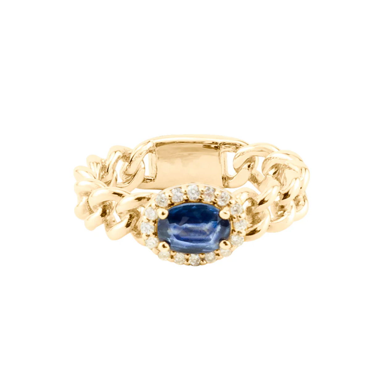 EMERALD AND DIAMOND CHAIN RING