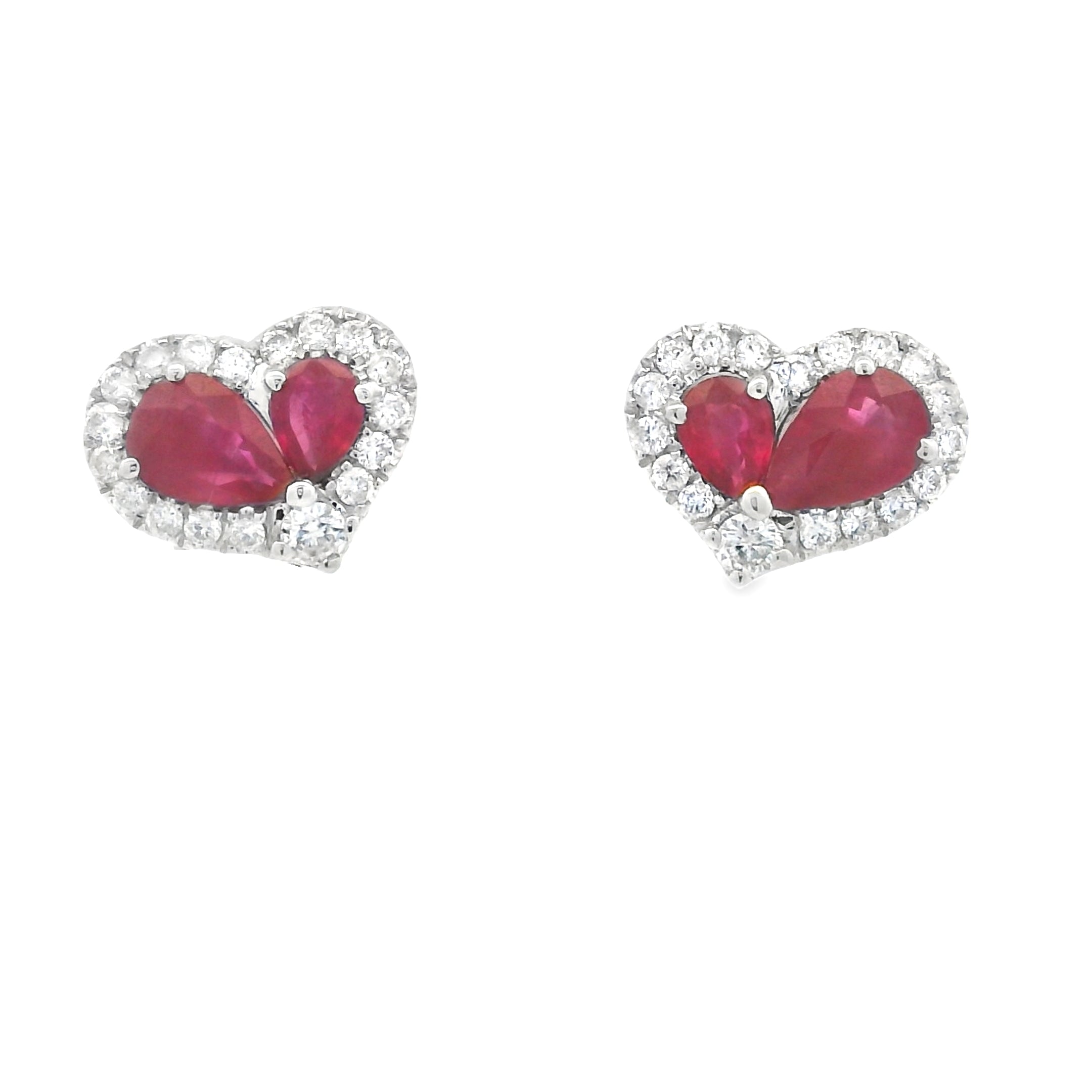 TWIN HEARTS RUBY EARRINGS