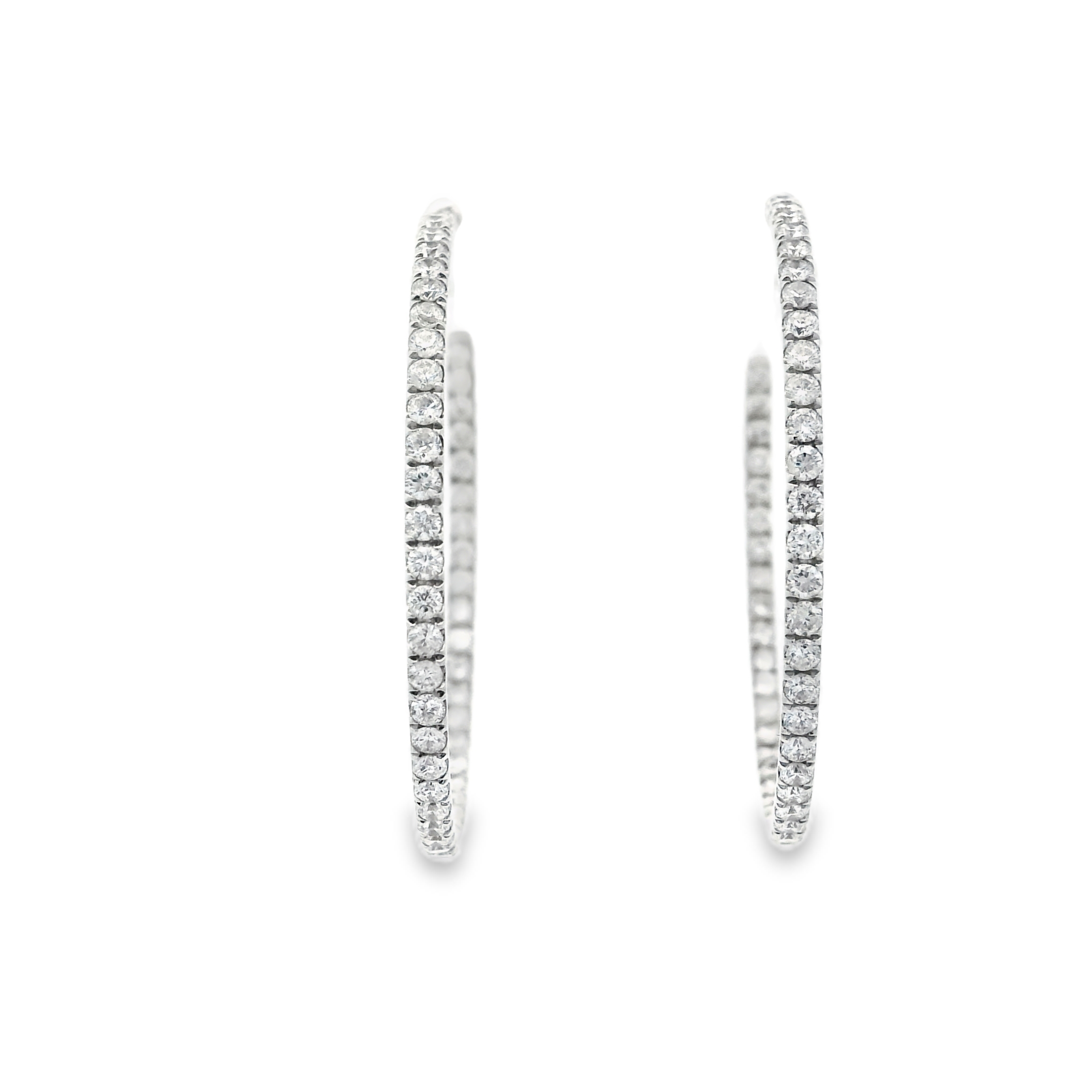 WHITE GOLD OPEN HOOP EARRINGS WITH DIAMONDS