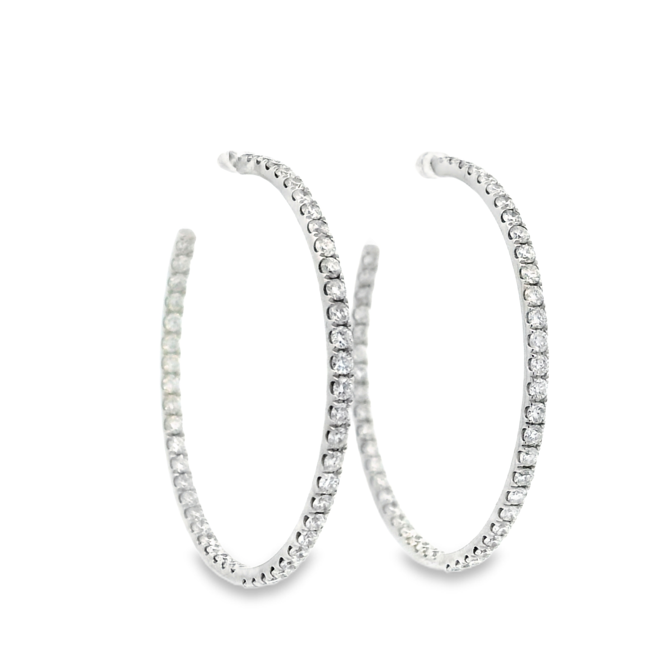 WHITE GOLD OPEN HOOP EARRINGS WITH DIAMONDS