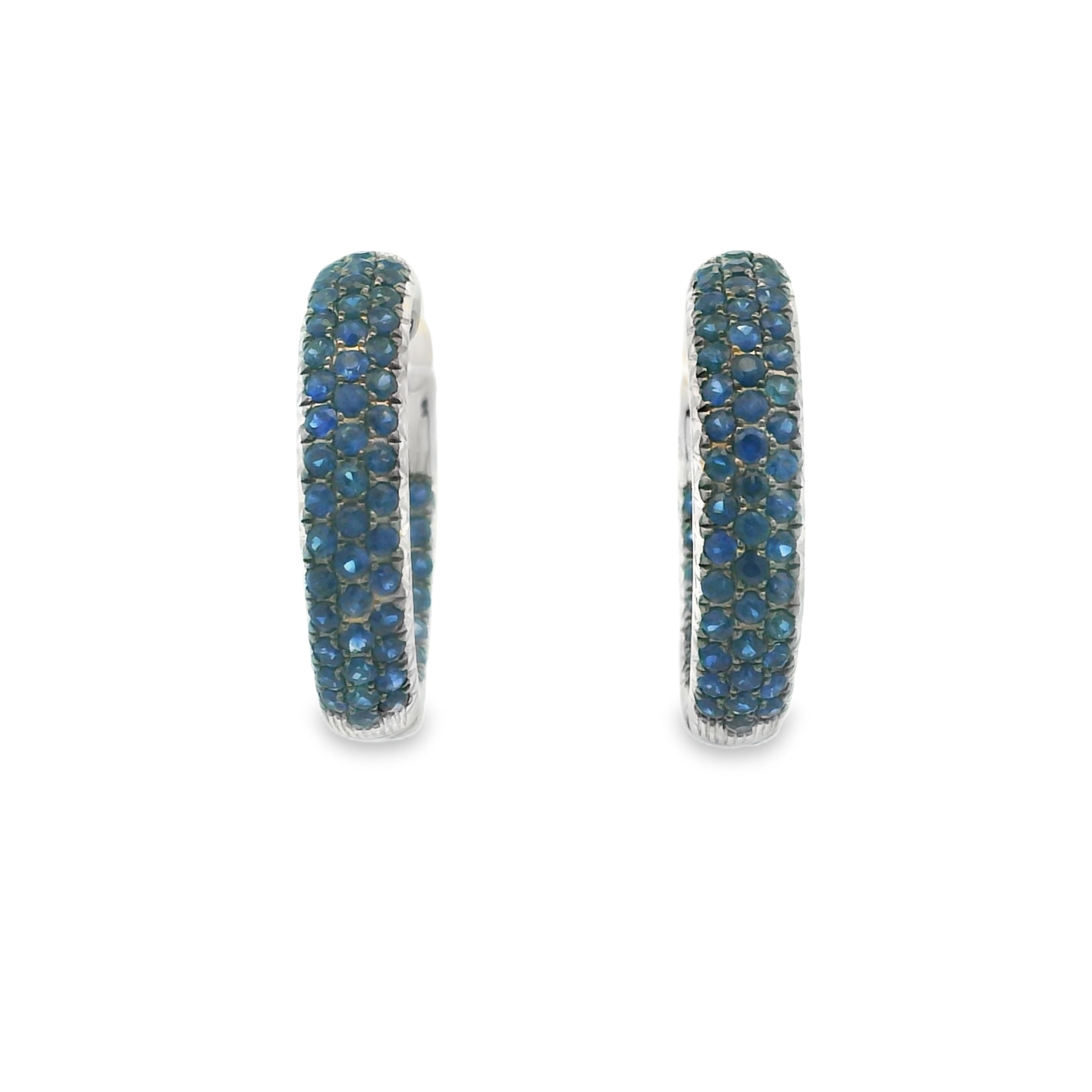 WHITE GOLD SAPPHIRE HOOP EARRINGS
