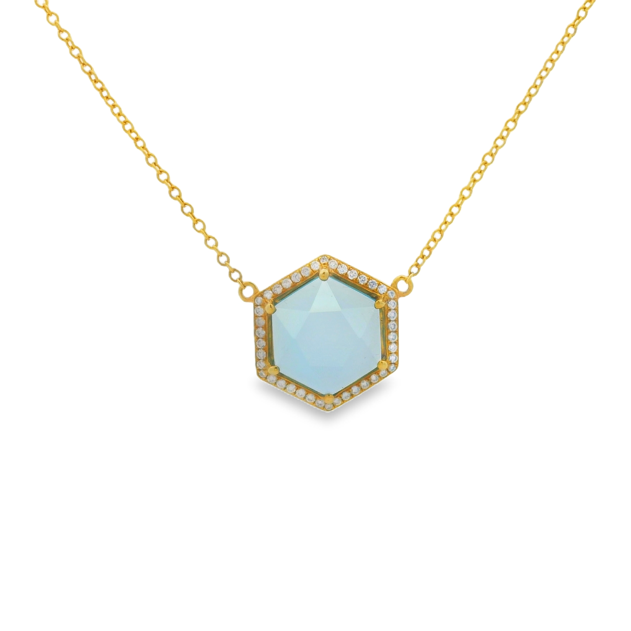 HEXAGON BLUE TOPAZ NECKLACE