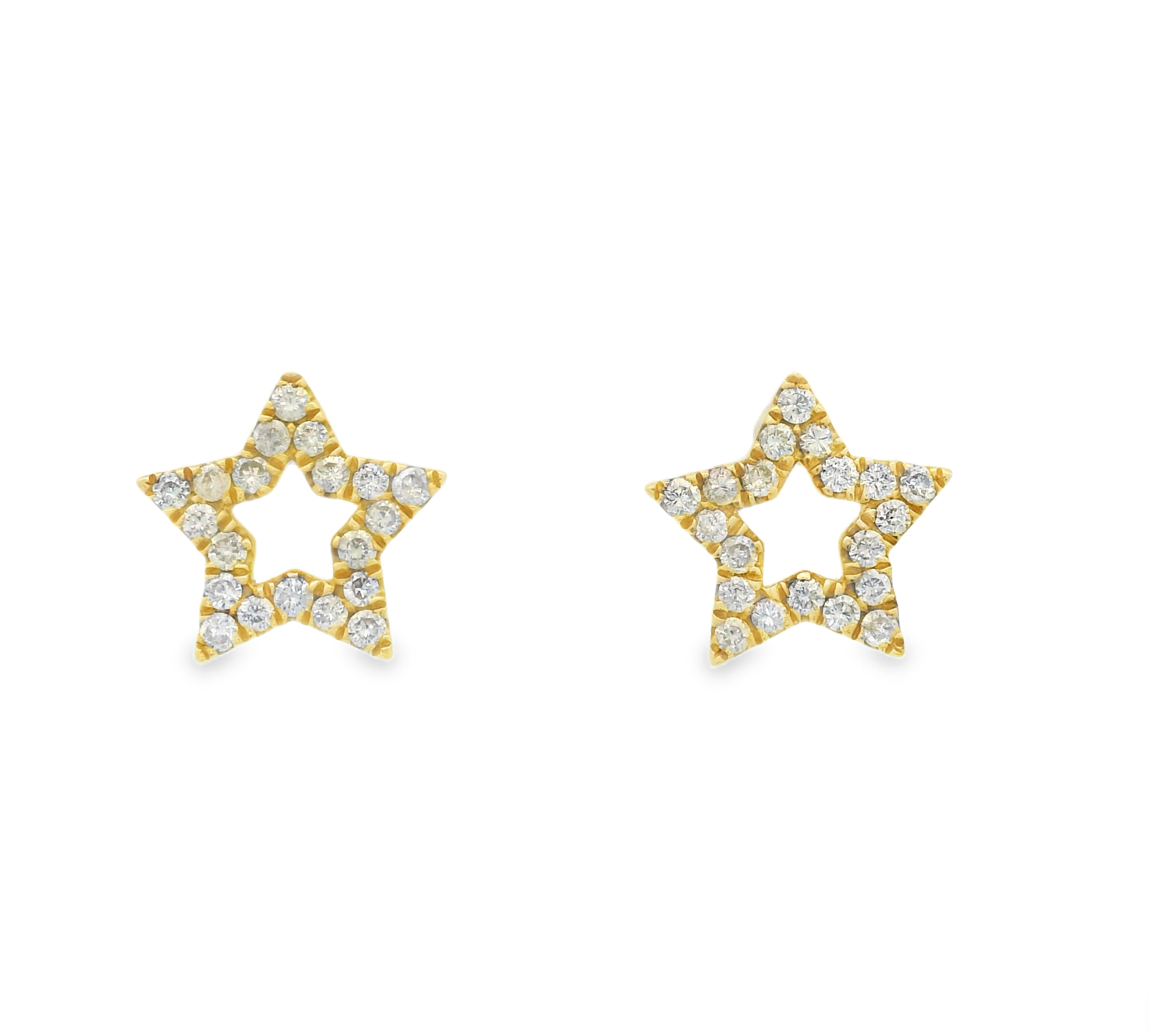 YELLOW GOLD HOLLOW STAR EARRINGS