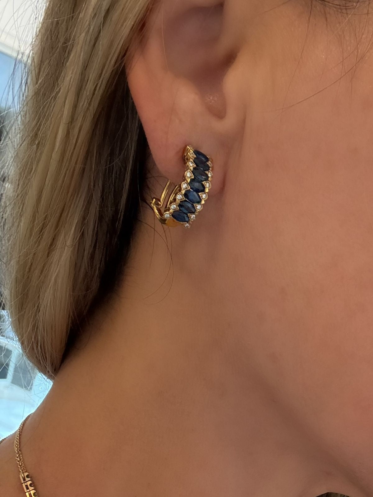 SAPPHIRE AND DIAMOND HOOPS