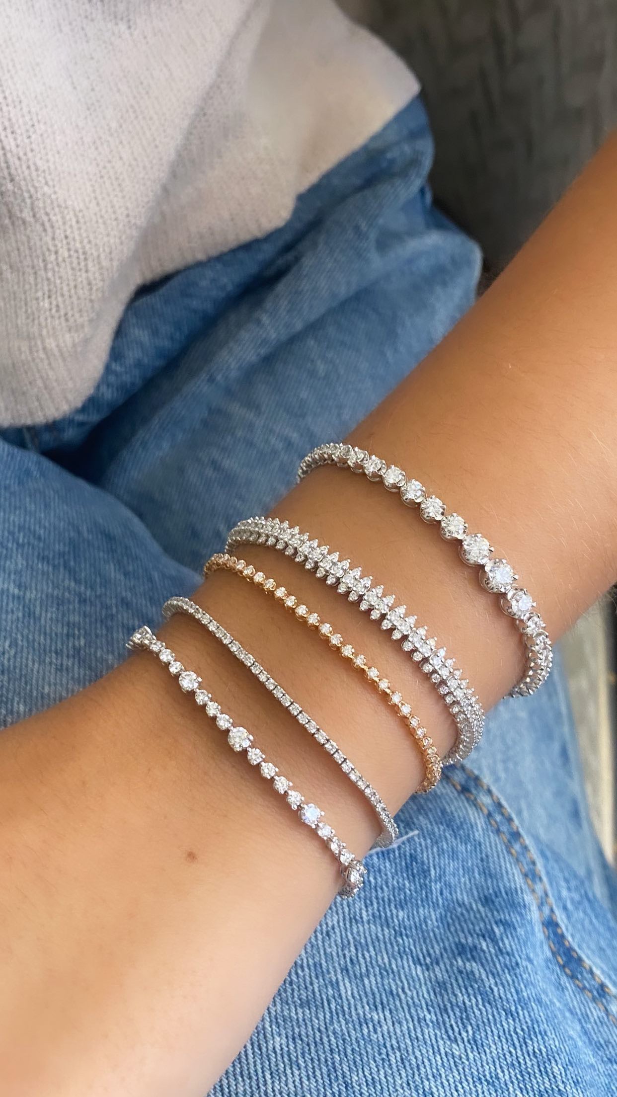 ROSE GOLD AND DIAMONDS BEZEL SET TENNIS BRACELET