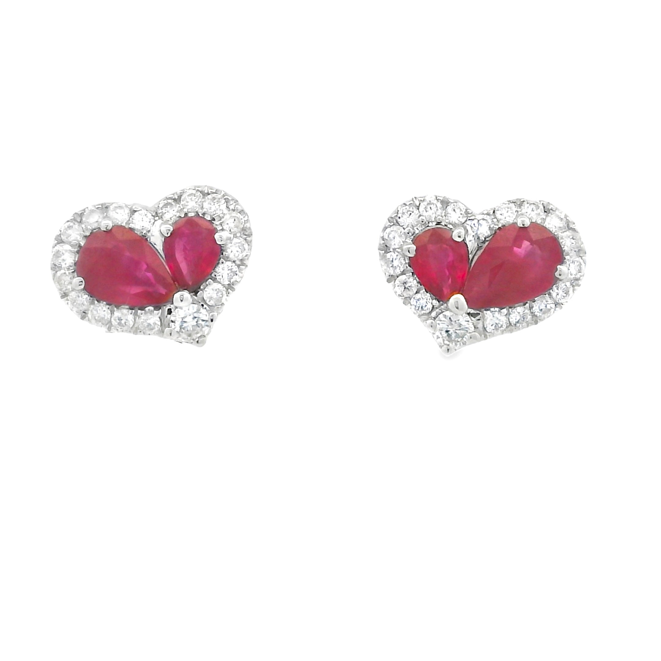 TWIN HEARTS RUBY EARRINGS