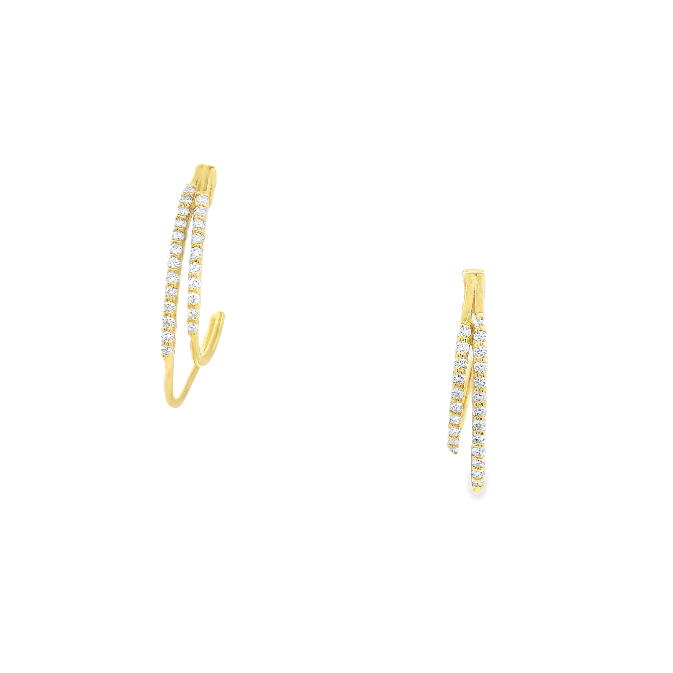 DOUBLE YELLOW GOLD DIAMOND HOOPS