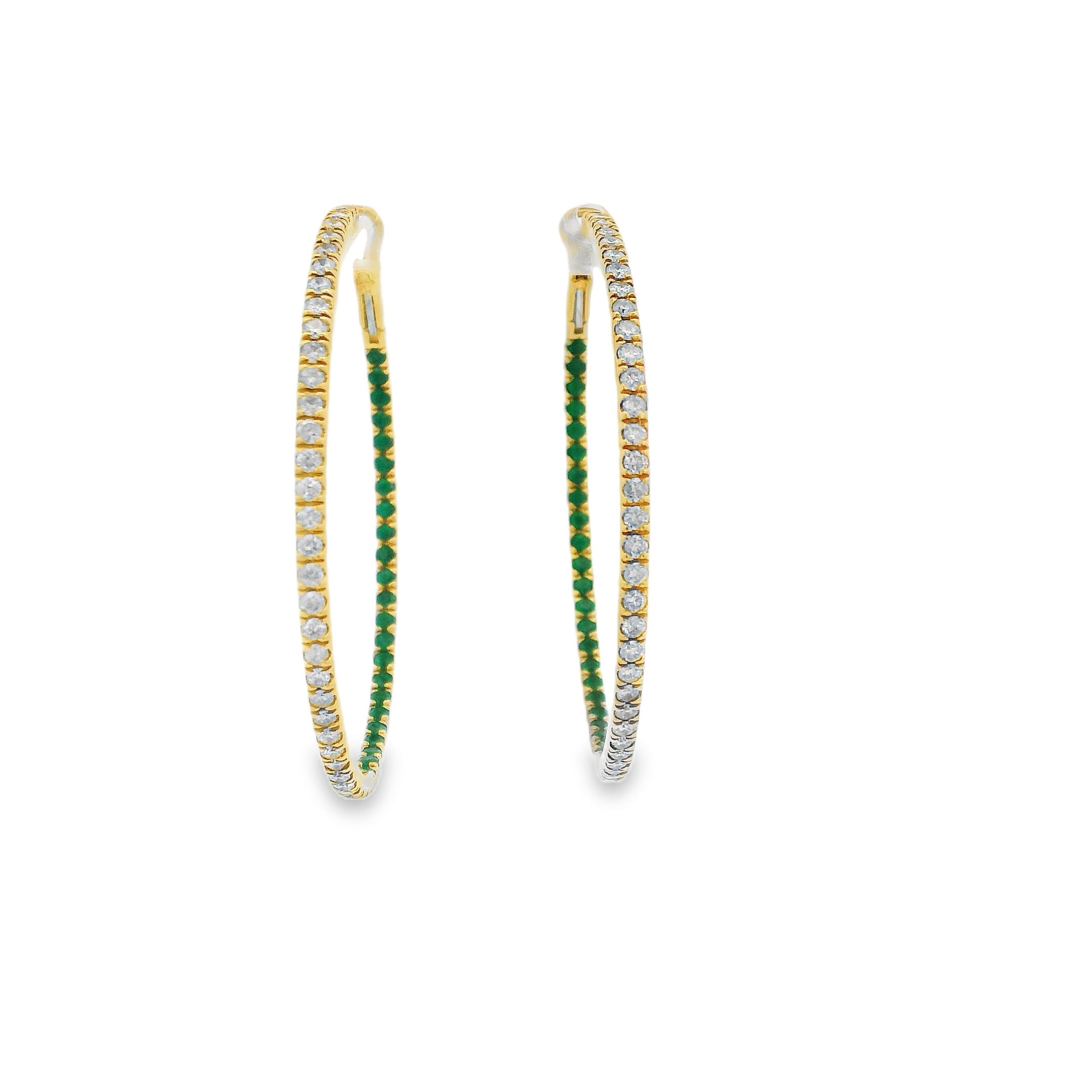 EMERALD AND DIAMOND IN&OUT HOOPS