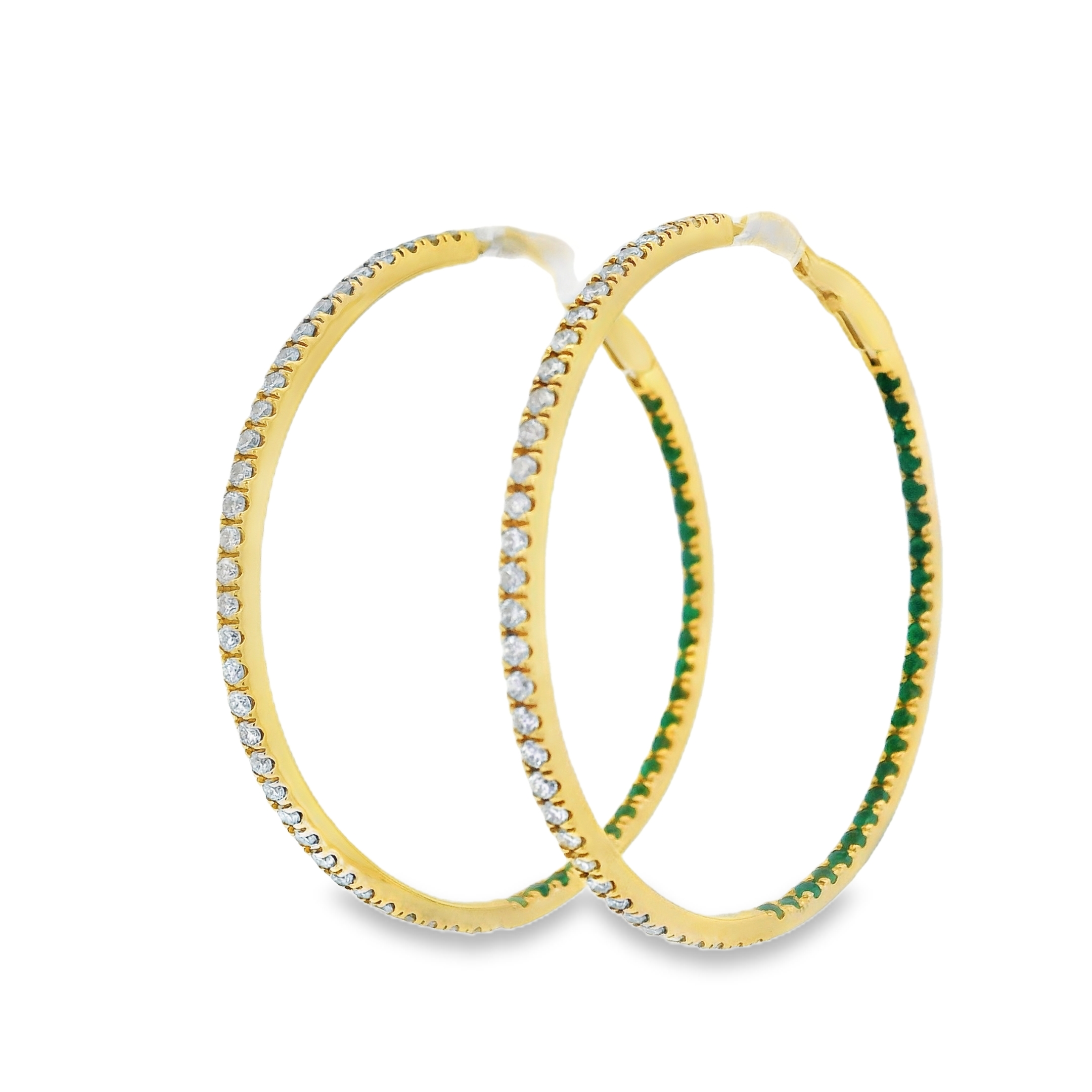 EMERALD AND DIAMOND IN&OUT HOOPS