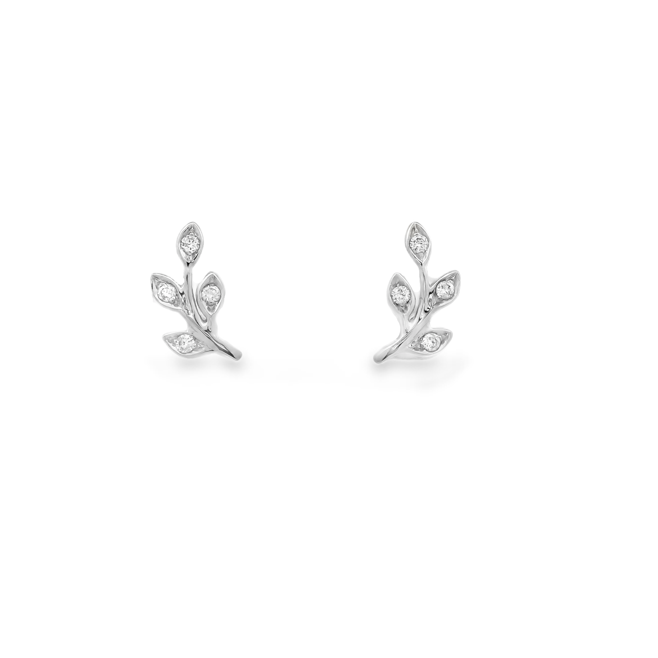 MINI DIAMOND LEAF EARRINGS