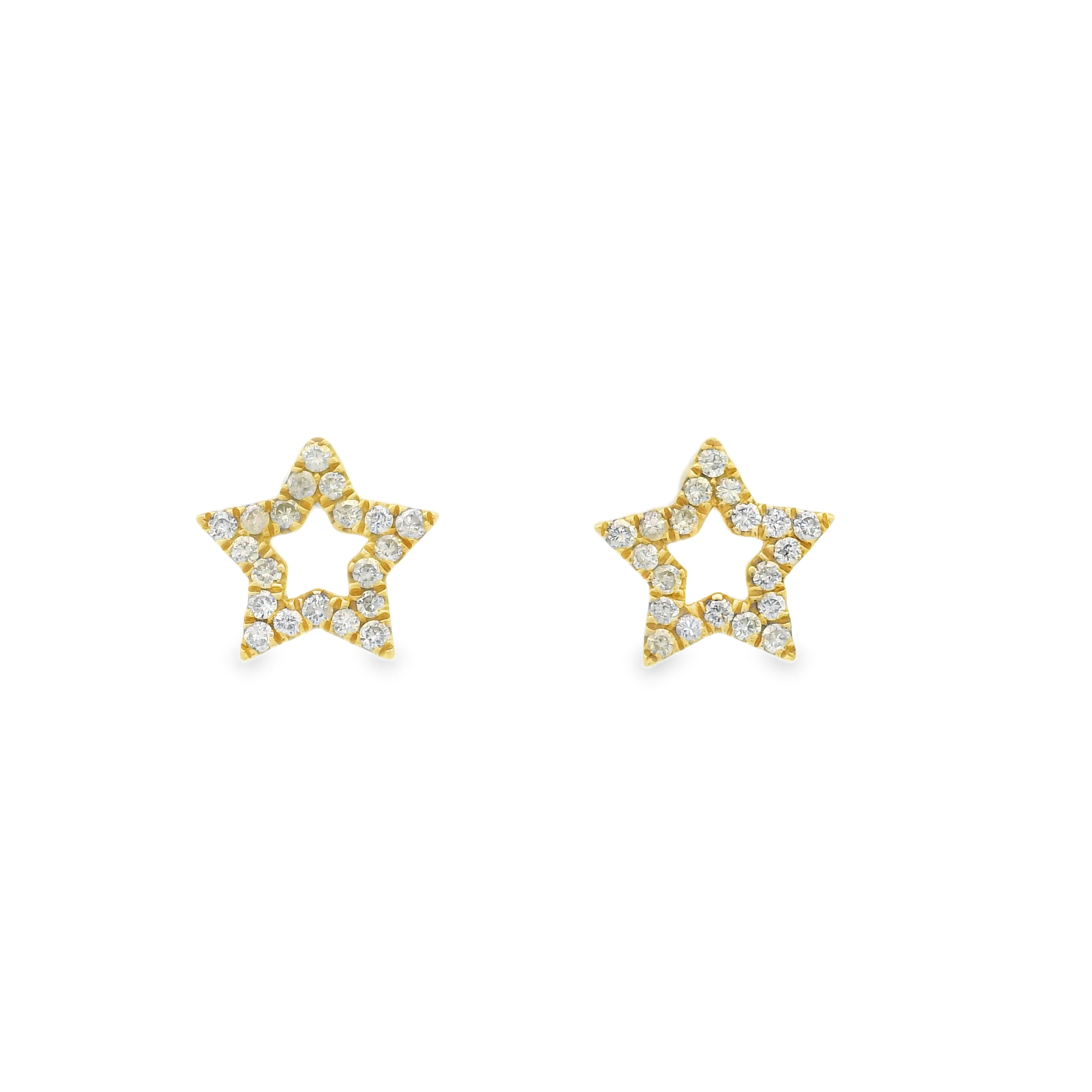 YELLOW GOLD HOLLOW STAR EARRINGS