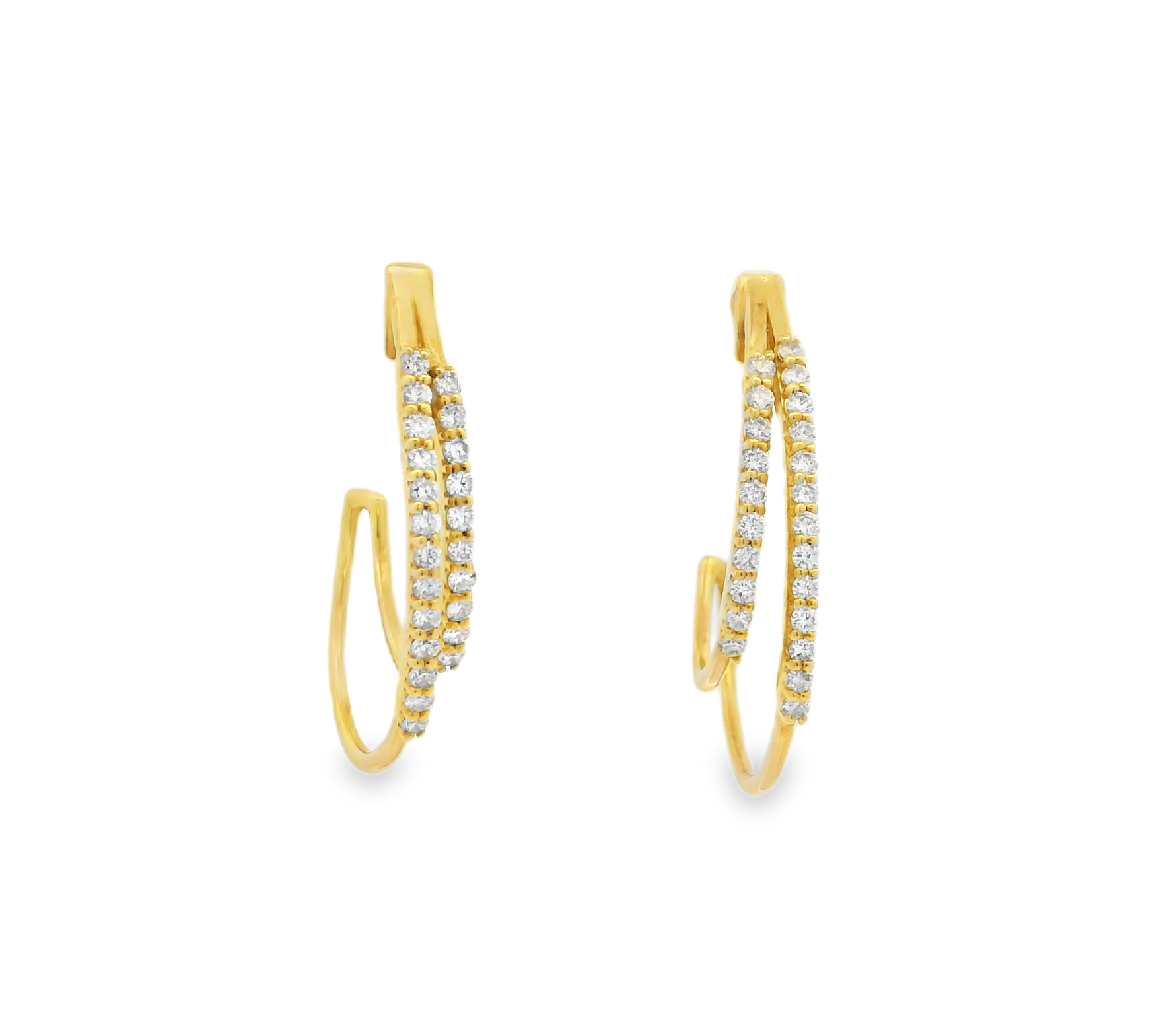 DOUBLE YELLOW GOLD DIAMOND HOOPS