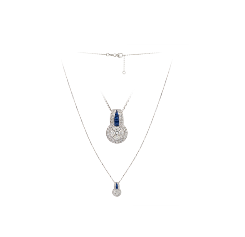 STUD SAPPHIRE AND DIAMONDS PENDANT