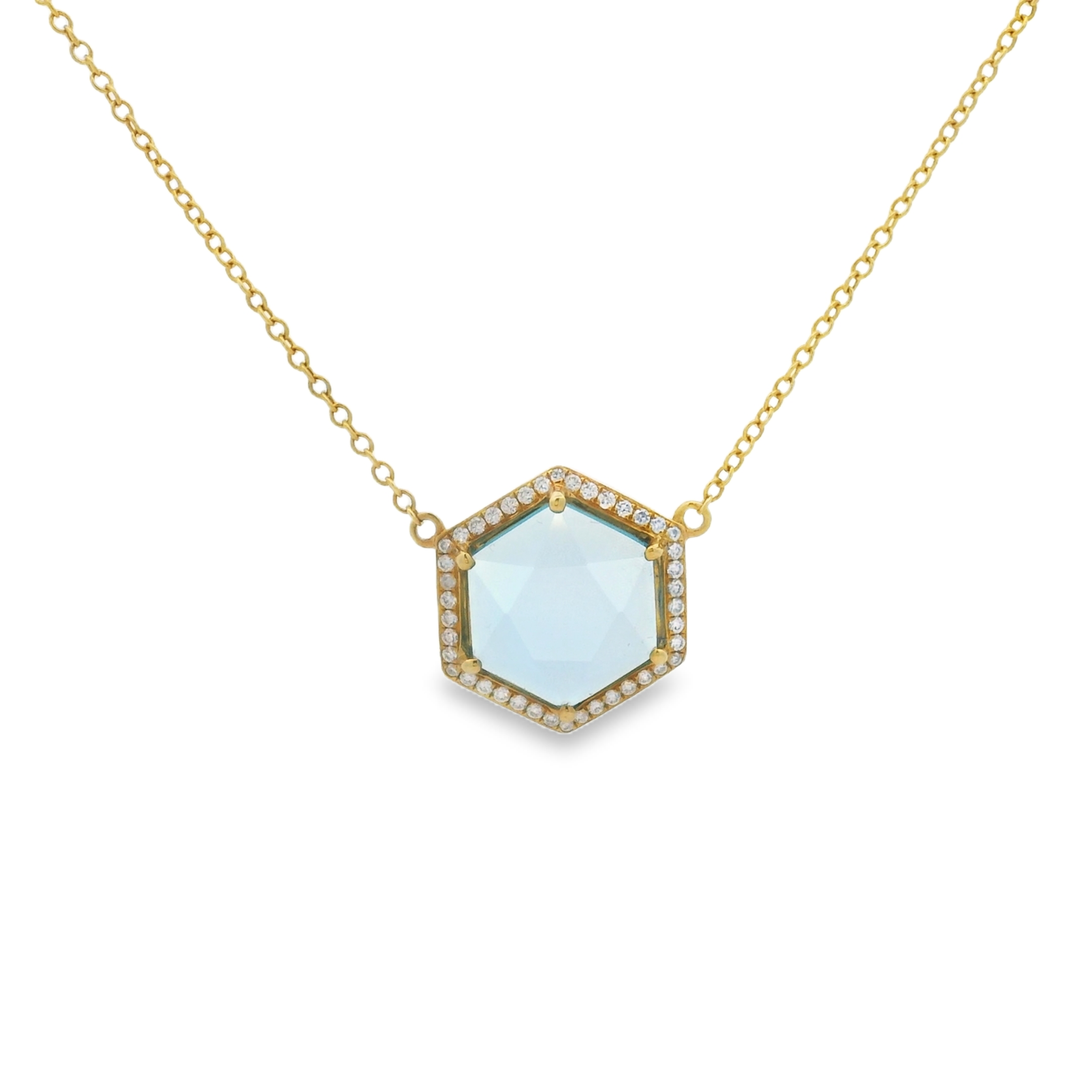 HEXAGON BLUE TOPAZ NECKLACE
