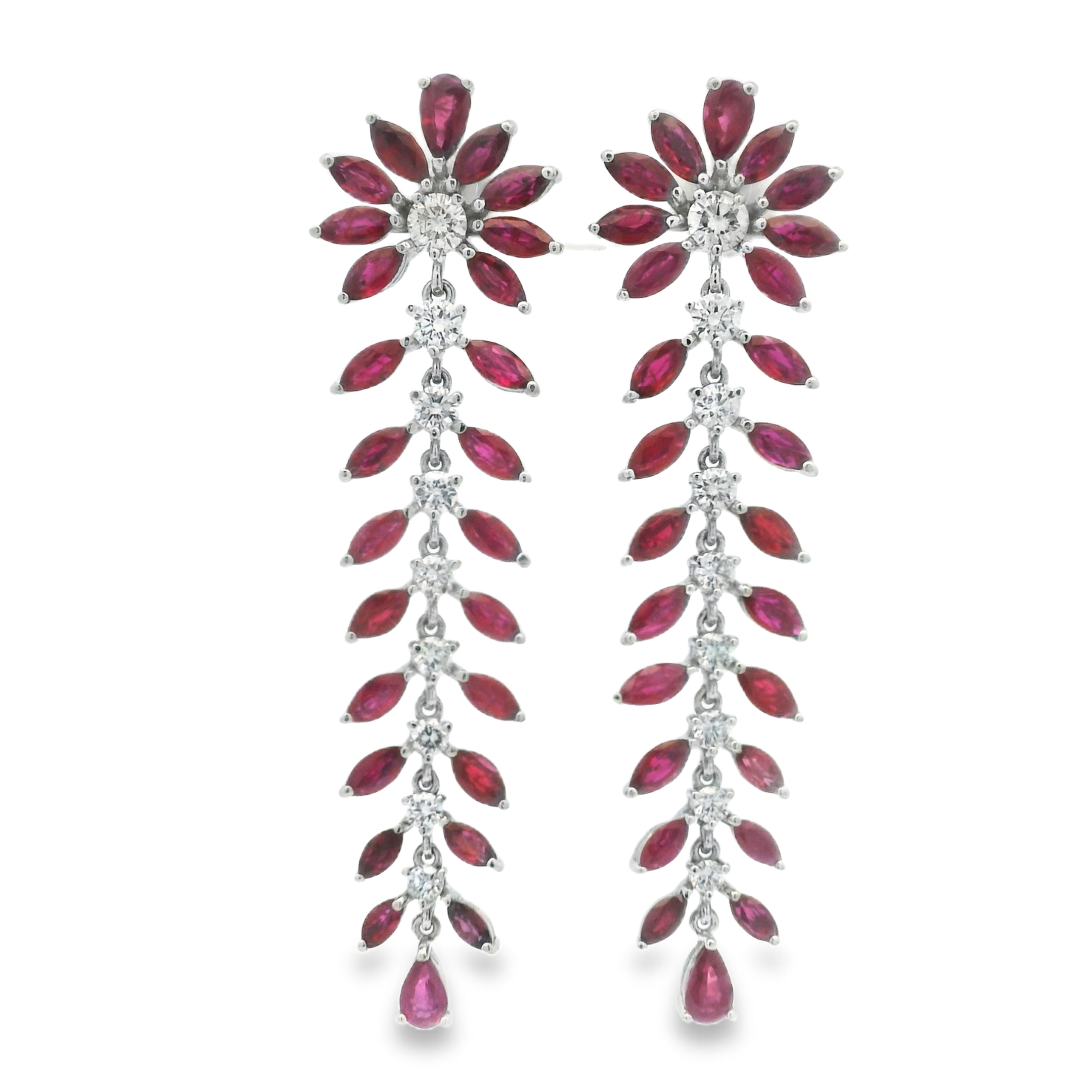 FLOWER RUBY DANGLE EARRINGS
