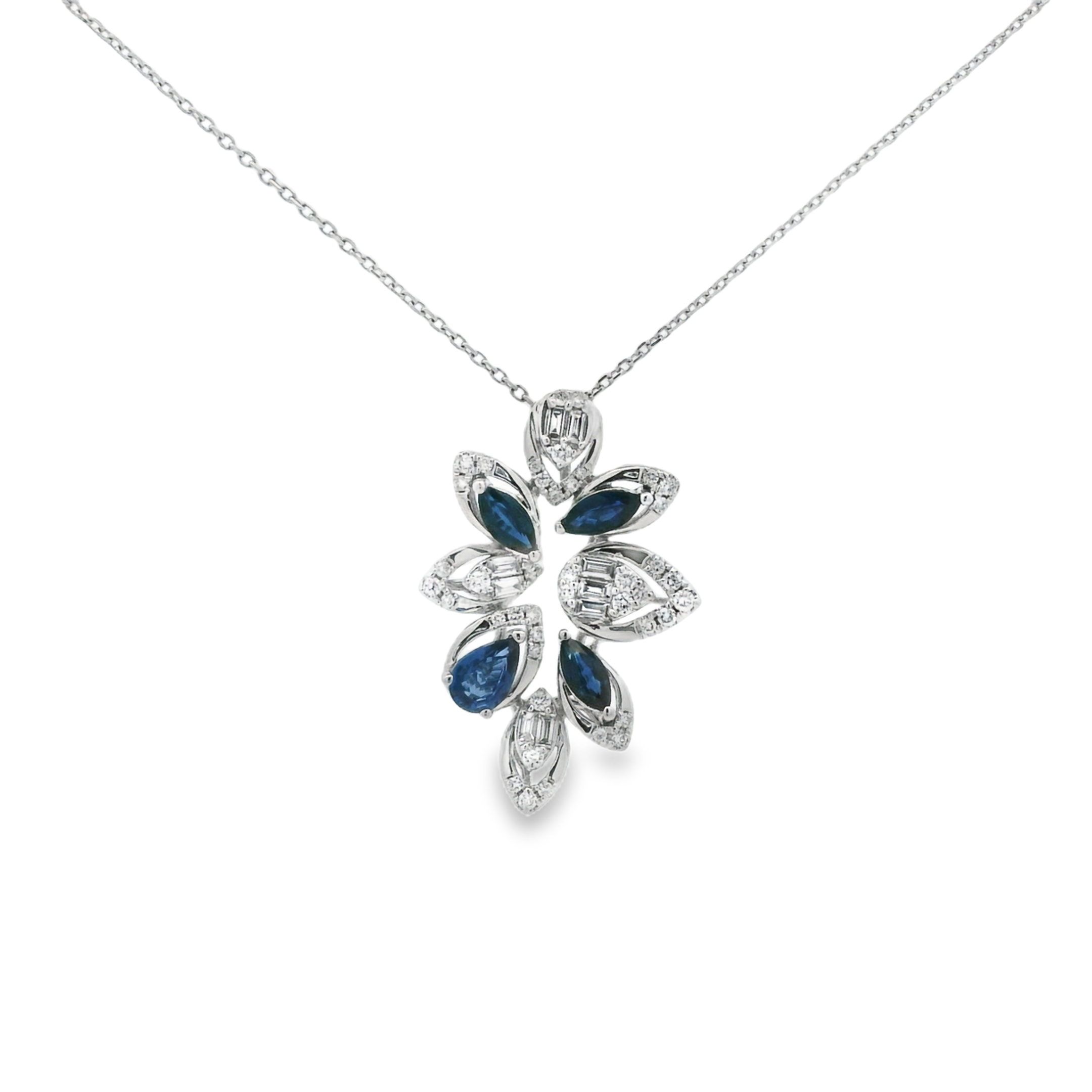 LEAVE SAPPHIRE AND DIAMOND PENDANT