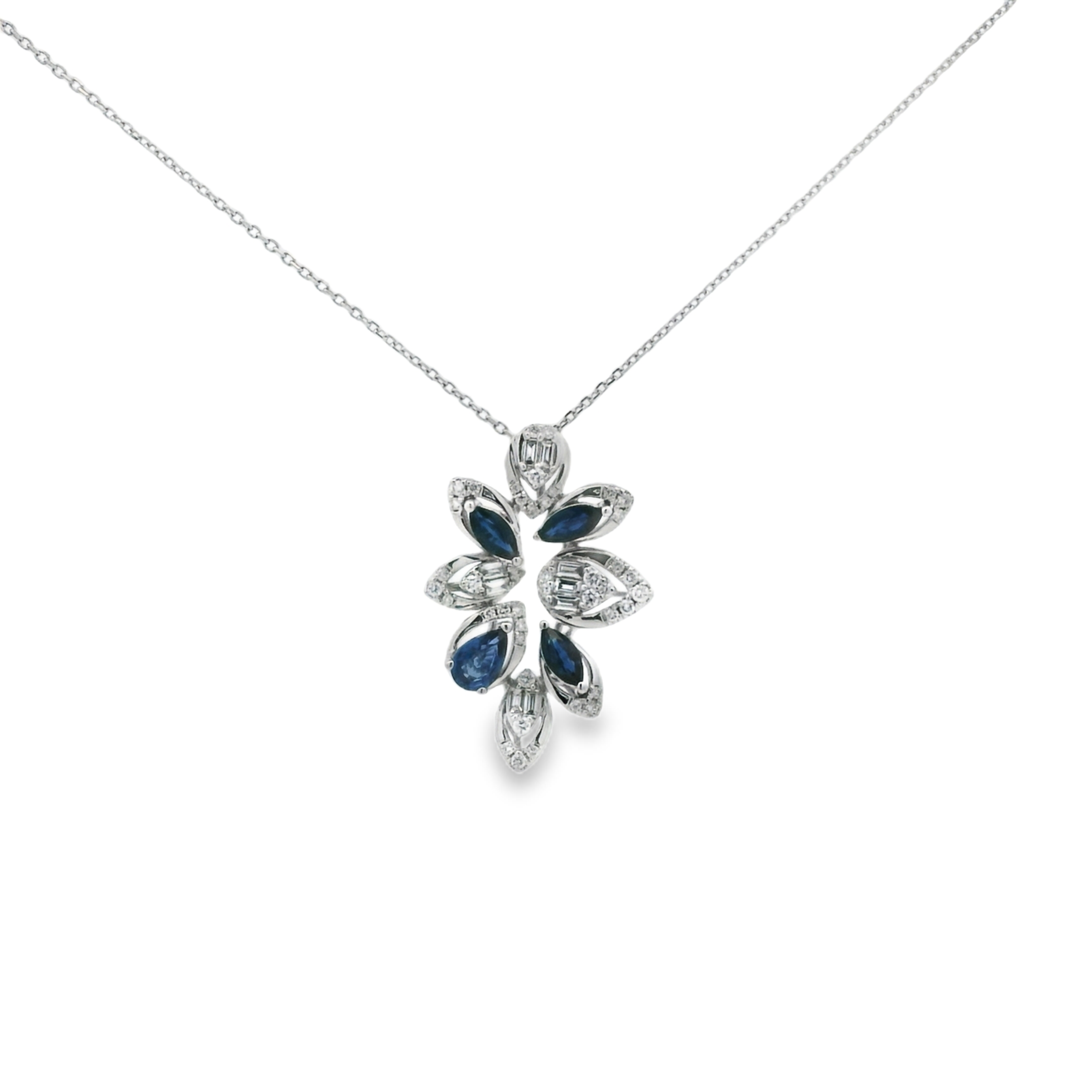 LEAVE SAPPHIRE AND DIAMOND PENDANT