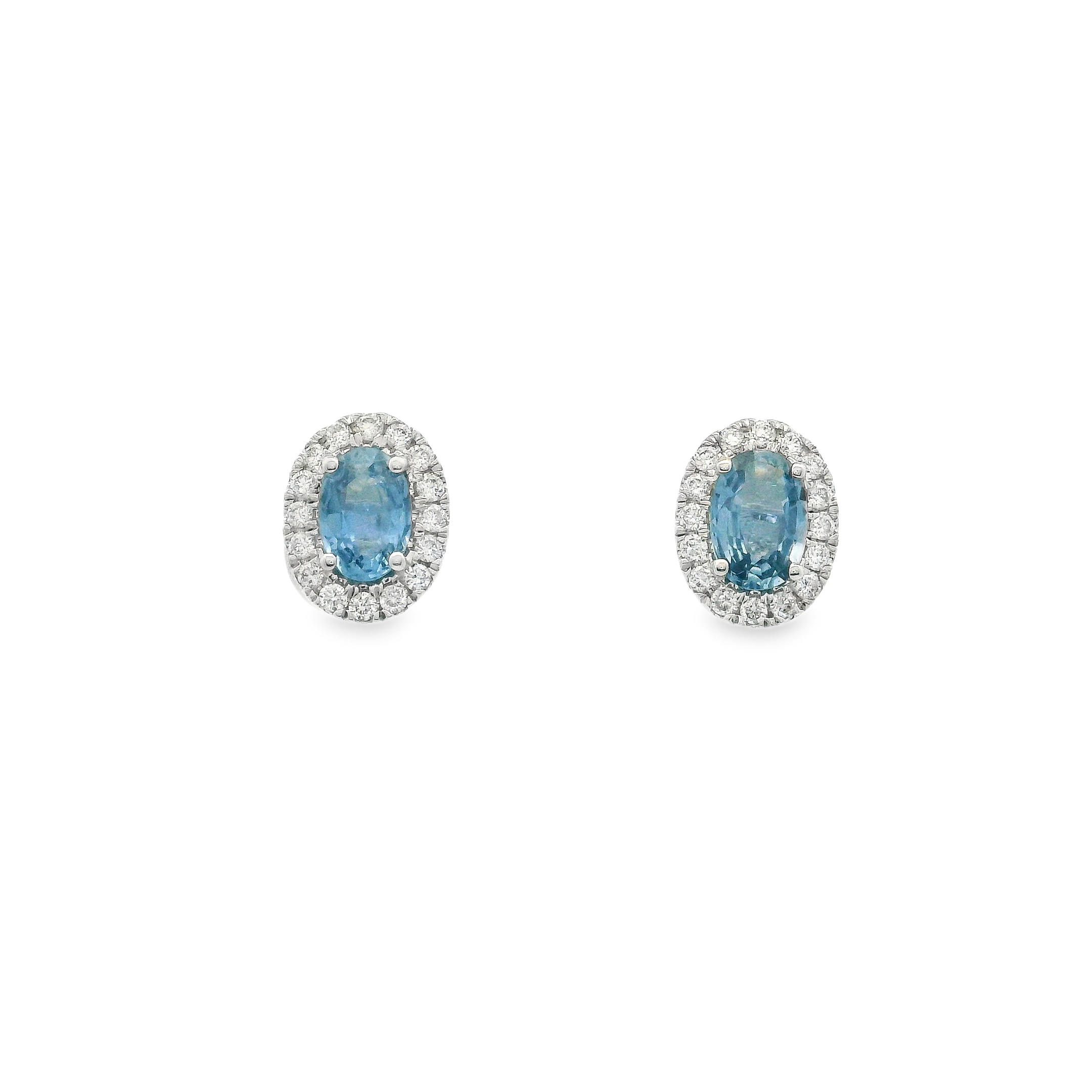 SAPPHIRE STUDS WITH DIAMOND HALO