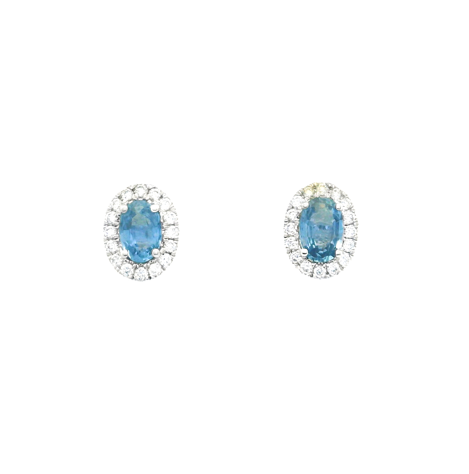 SAPPHIRE STUDS WITH DIAMOND HALO