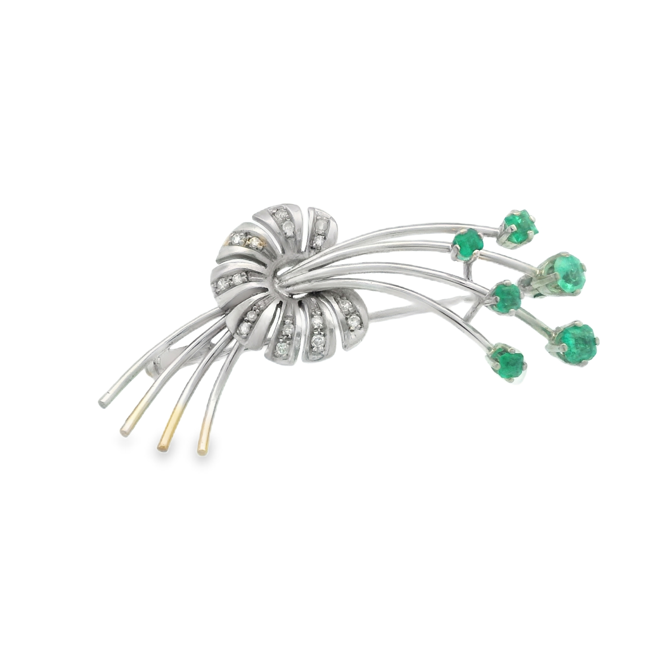 FLOWER EMERALD VINTAGE BROCHE