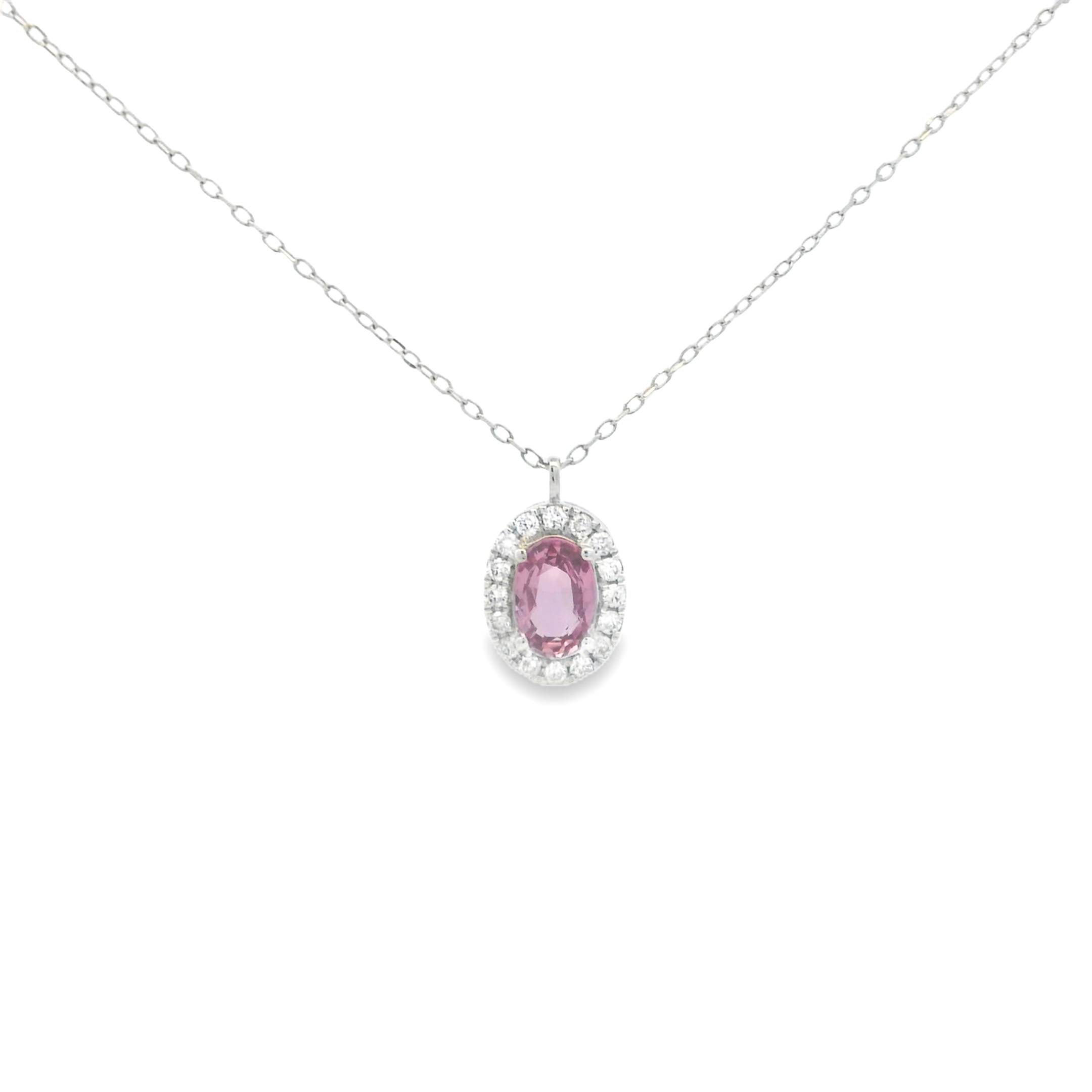 OVAL PINK SAPPHIRE PENDANT NECKLACE