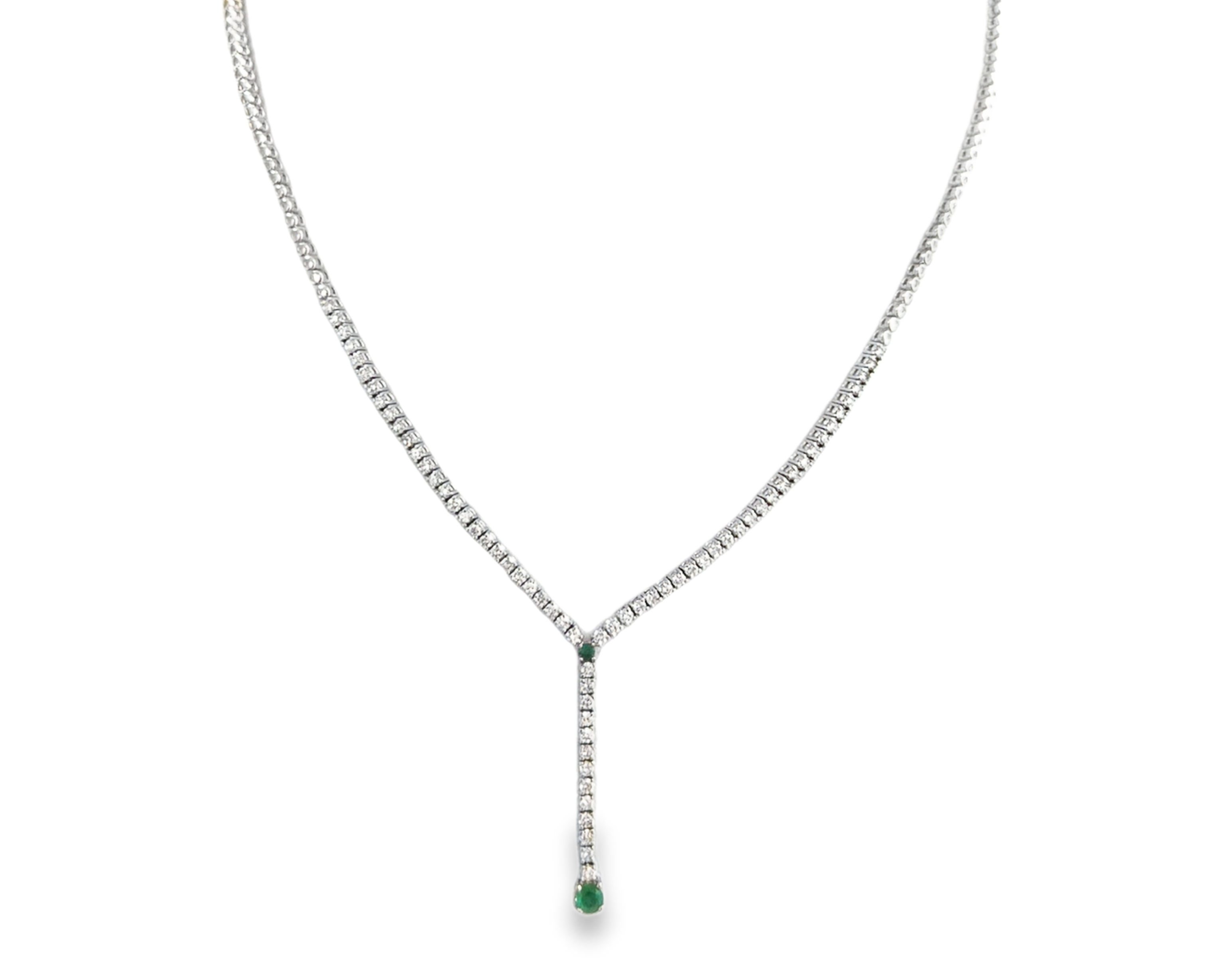 EMERALD AND DIAMOND LARIAT NECKLACE
