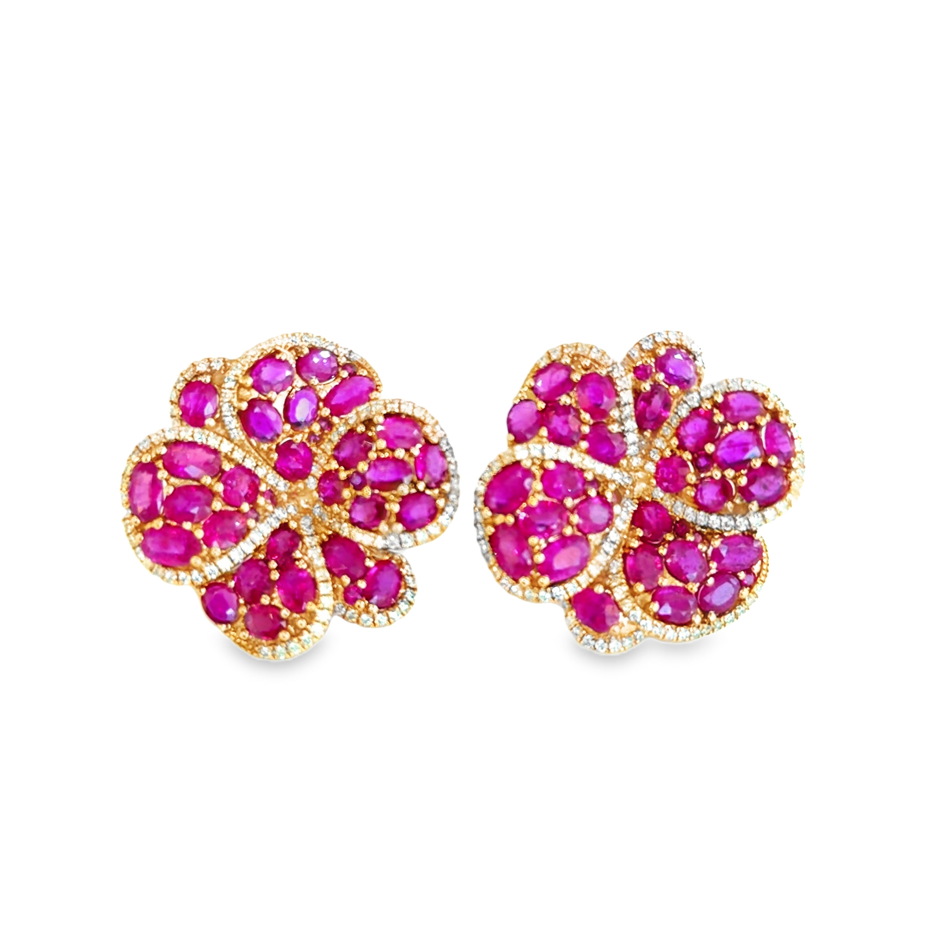 RUBY FLORAL DIAMOND EARRINGS
