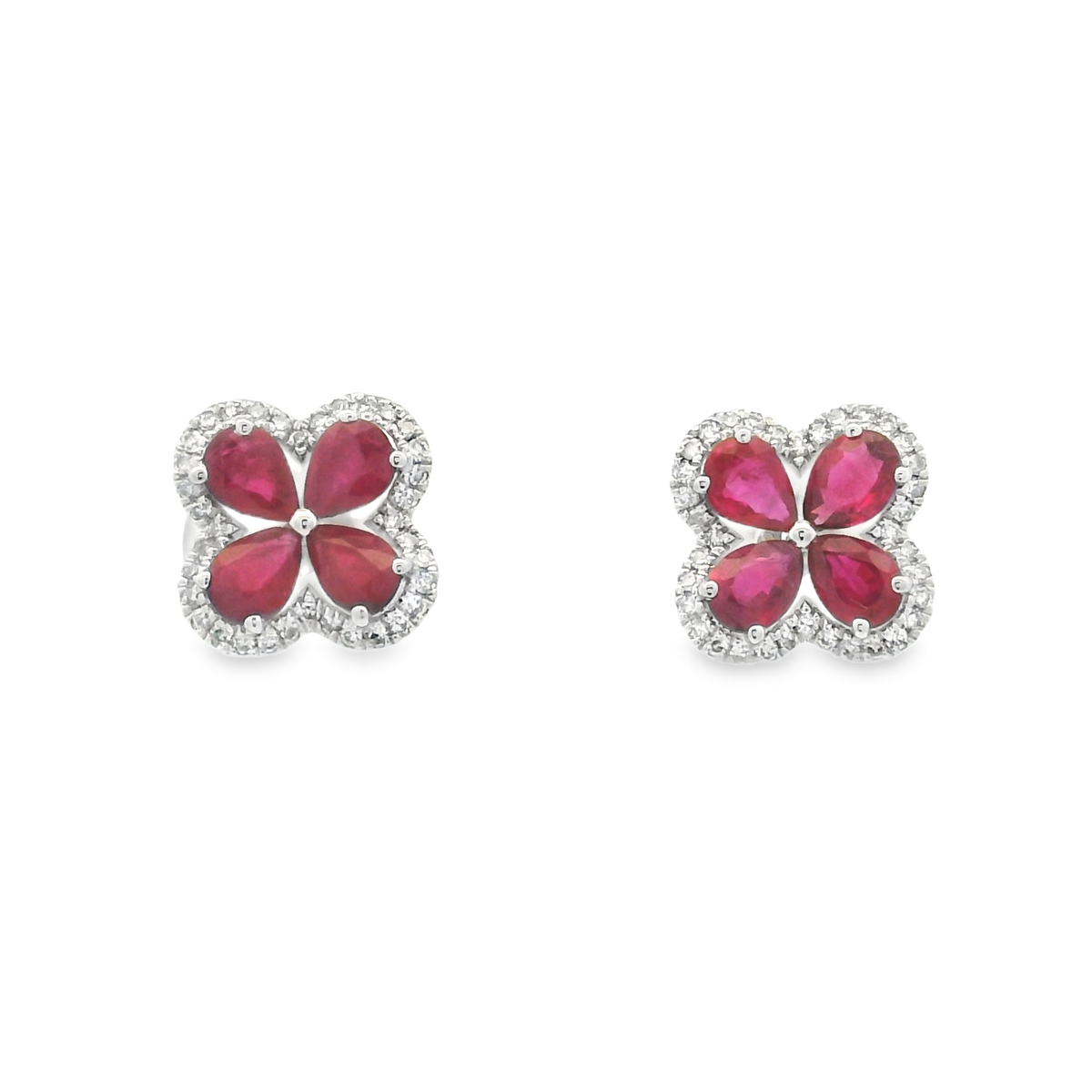 SMALL RUBY FLOWER EARRINGS