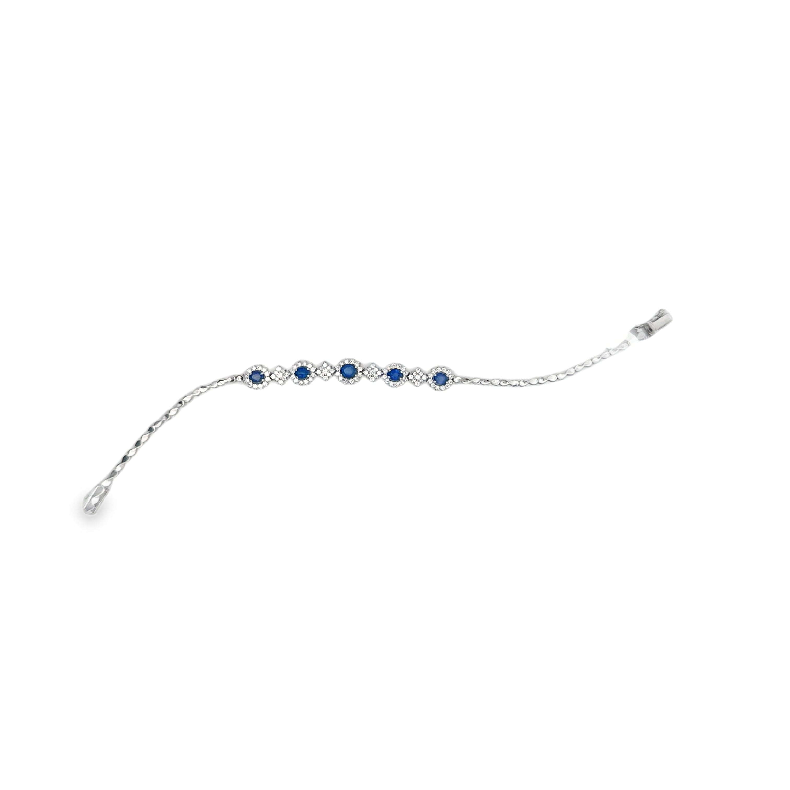 WHITE GOLD DIAMOND SAPPHIRE LINE BRACELET