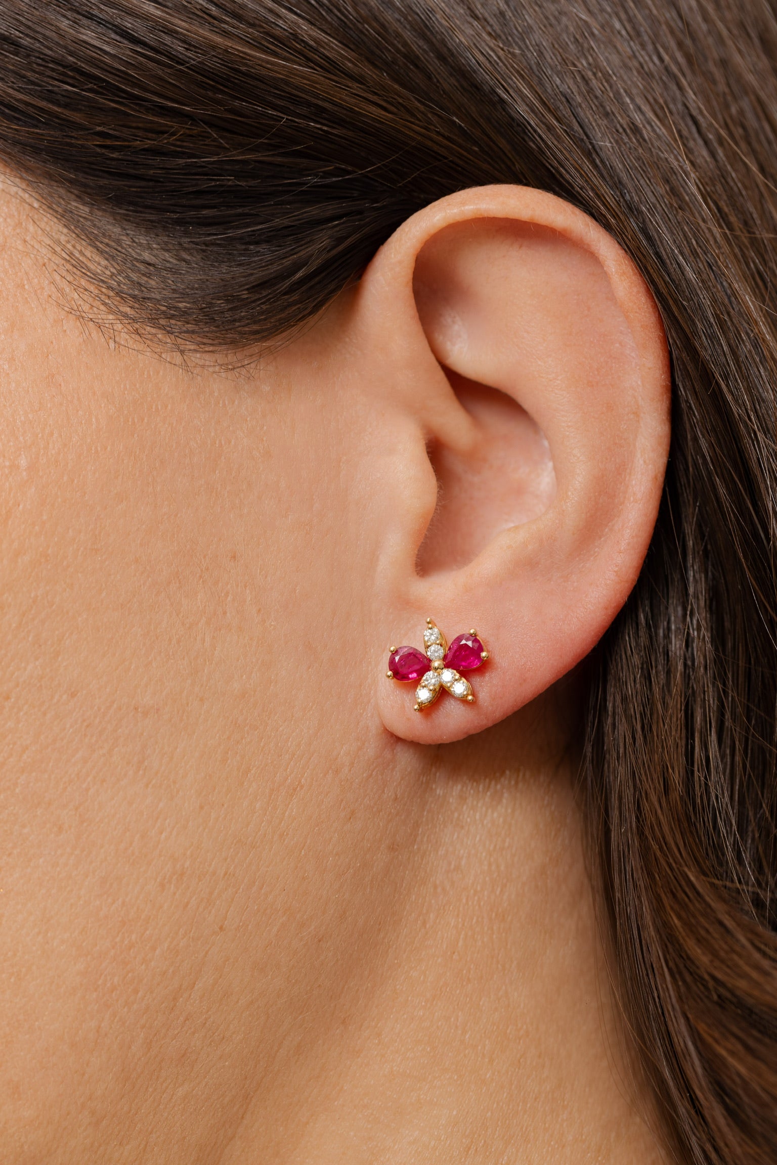 RUBY FLORAL STUDS