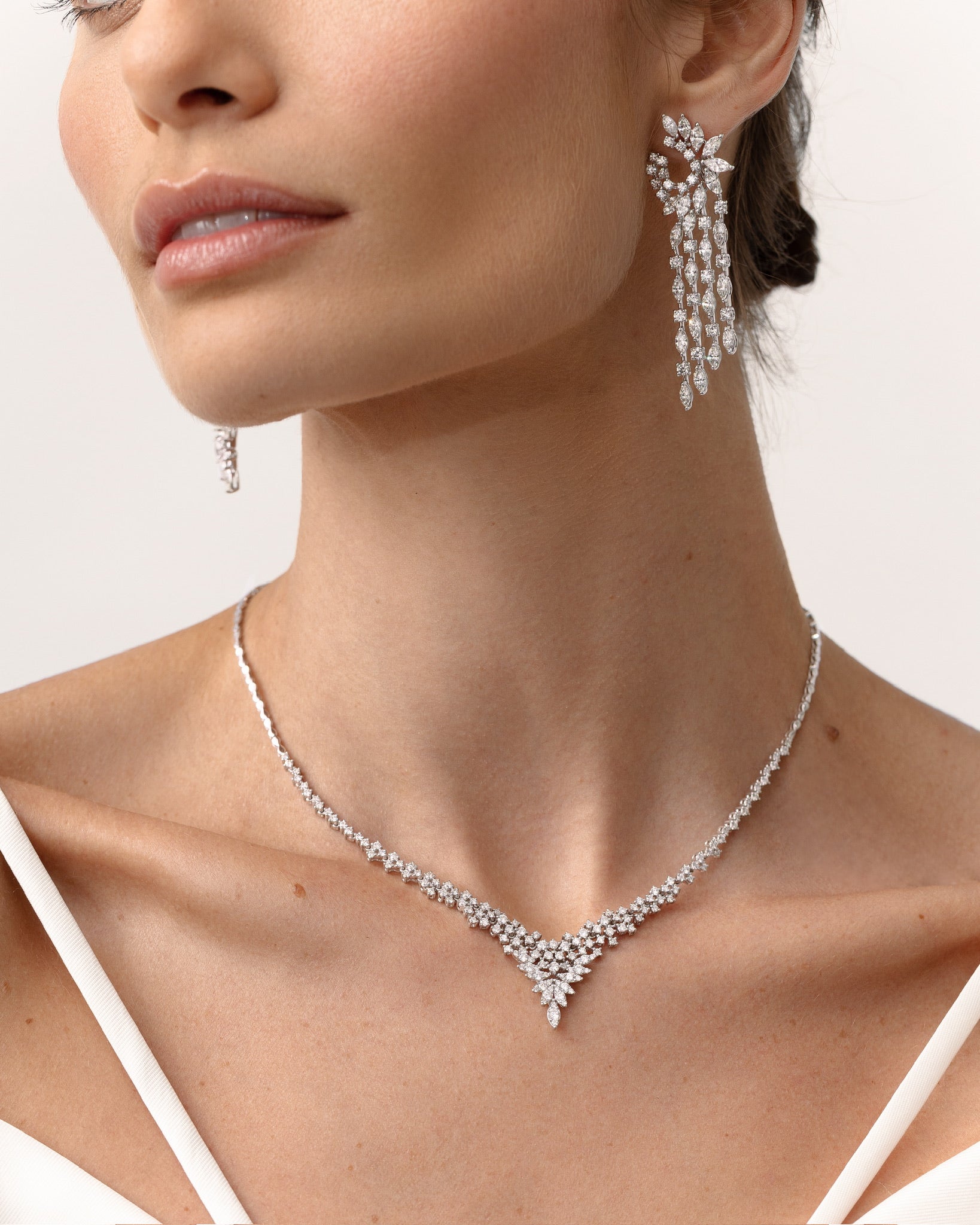 RAINDROP RADIANCE DIAMOND DANGLE EARRINGS
