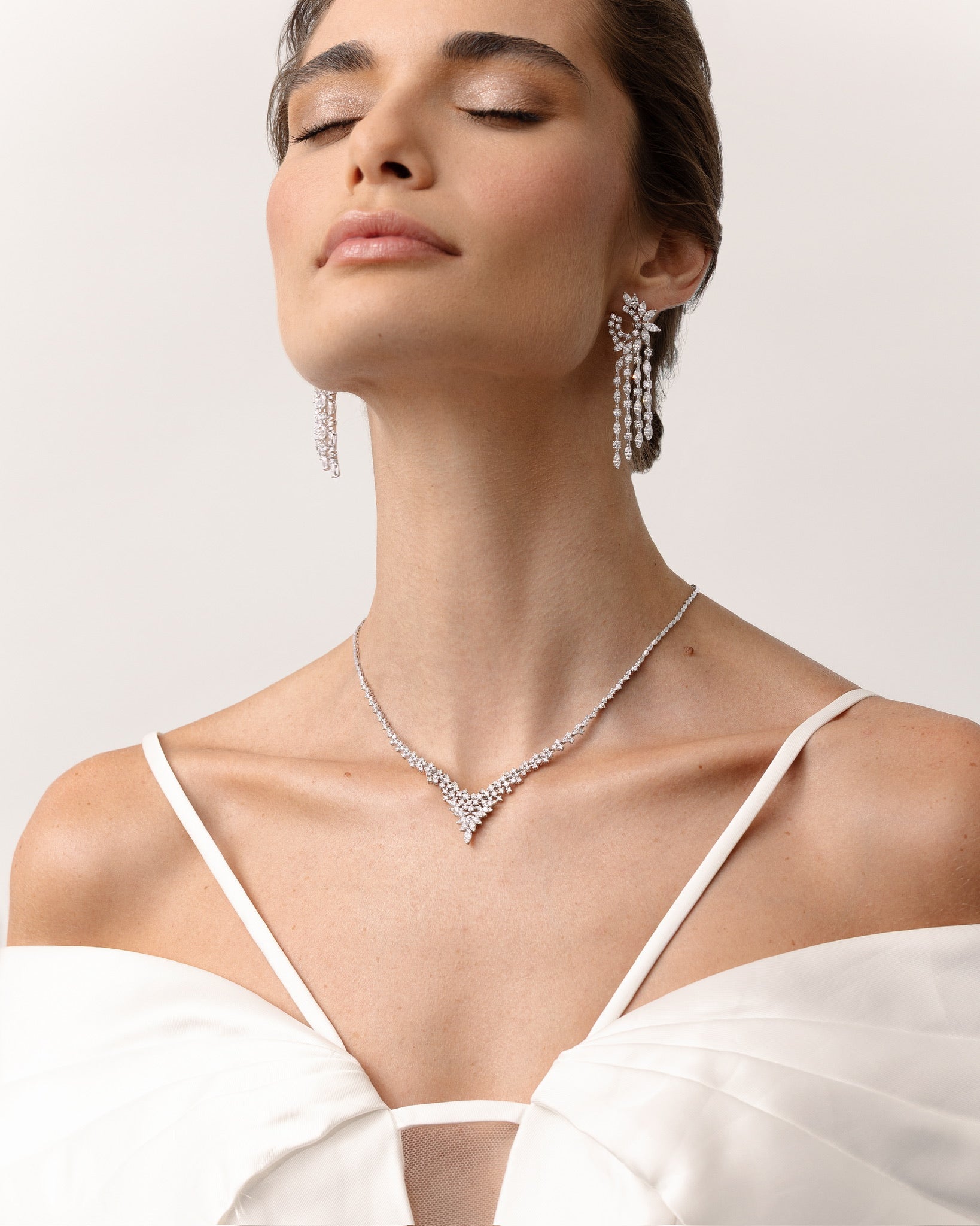 RAINDROP RADIANCE DIAMOND DANGLE EARRINGS