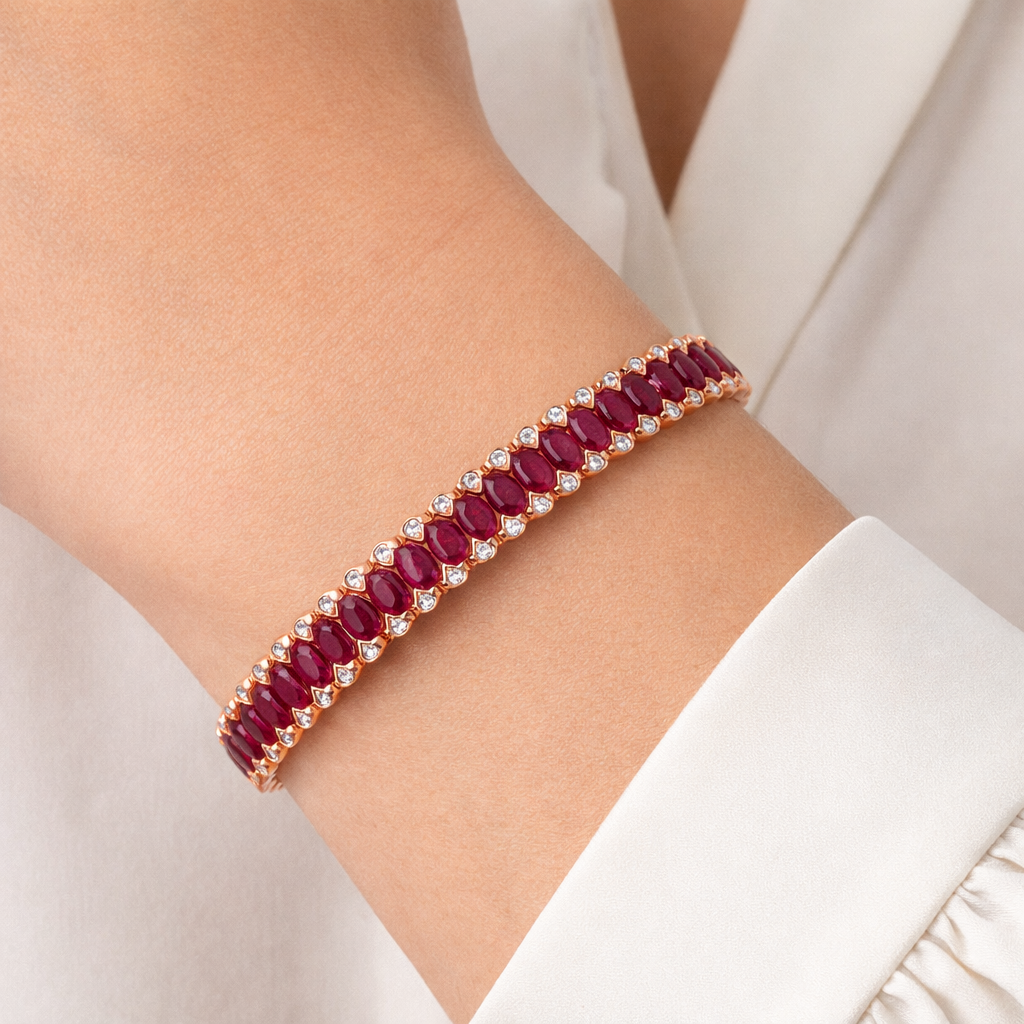 RUBY MARQUISE CUT AND DIAMOND CUFF