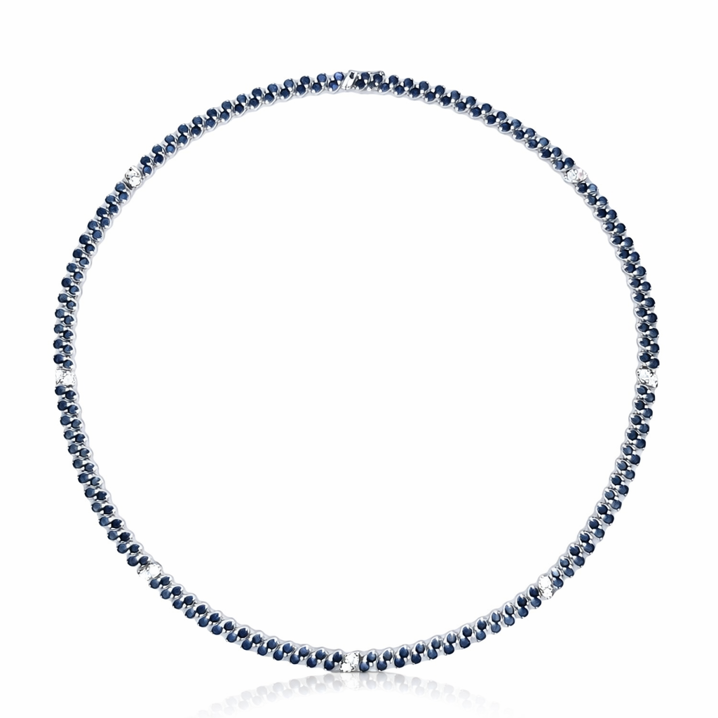 ROUND CUT BLUE SAPPHIRES TENNIS NECKLACE