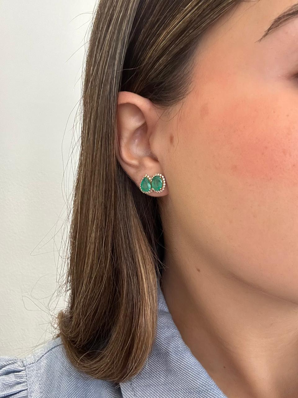 TWO-STONE EMERALD EARRINGS