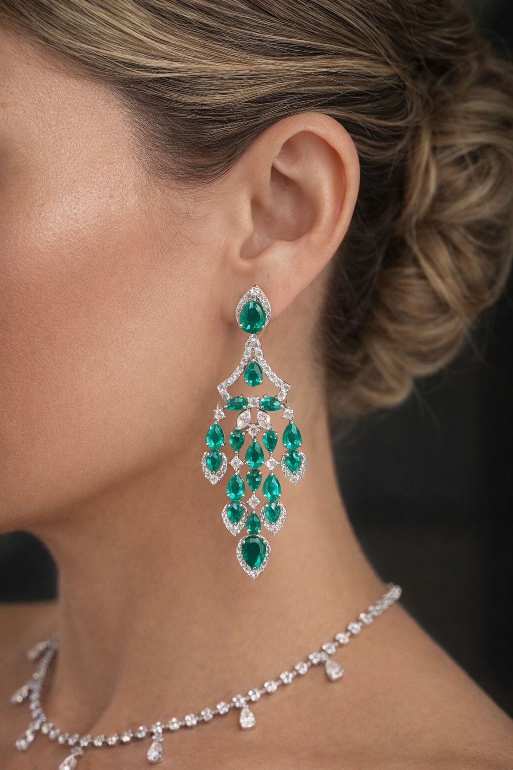 EMERALD CASCADE DANGLE EARRINGS
